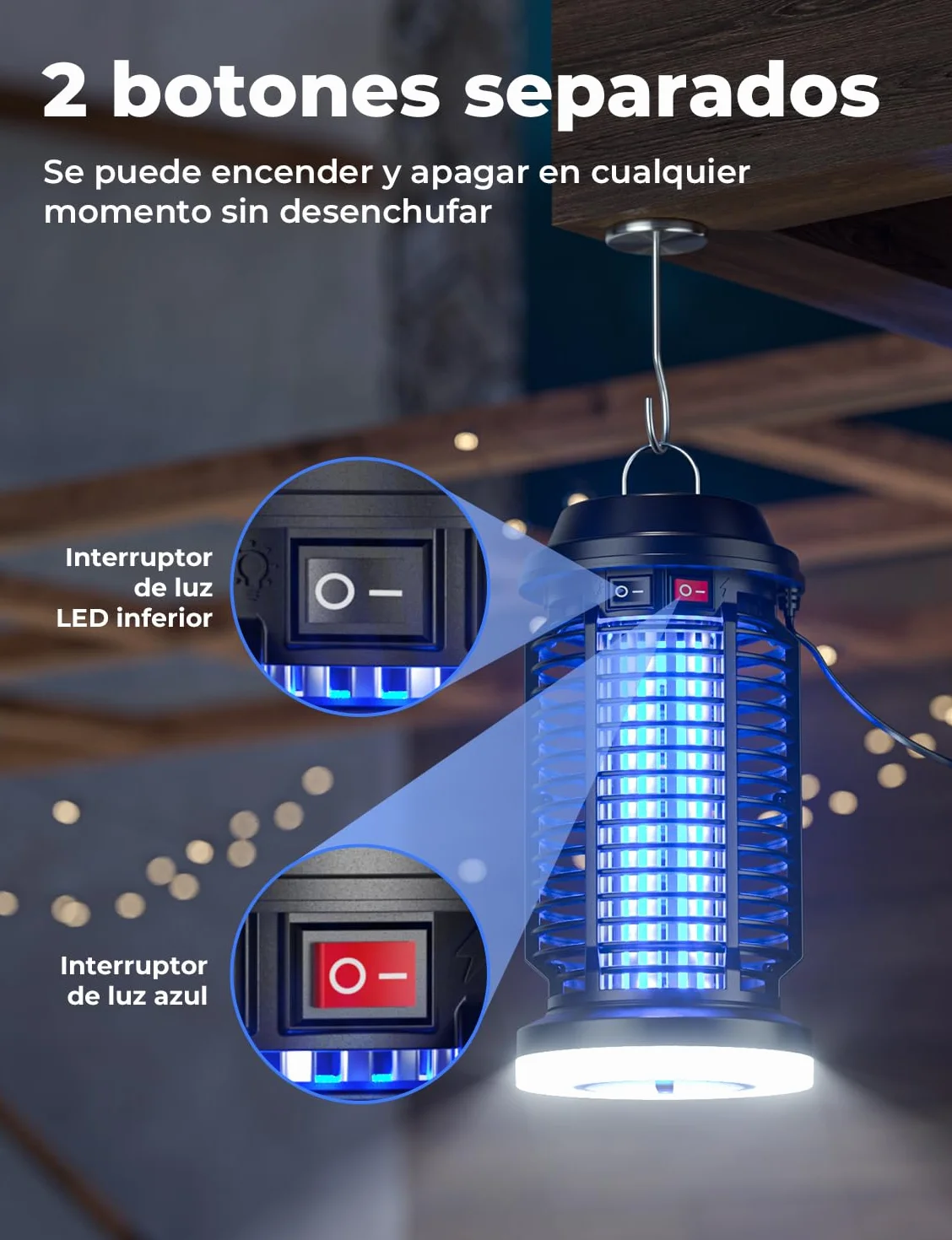 YISSVIC Elektryczna lampa przeciwkomarowa 4200 V 15 W UV IPX4 wodoodporna