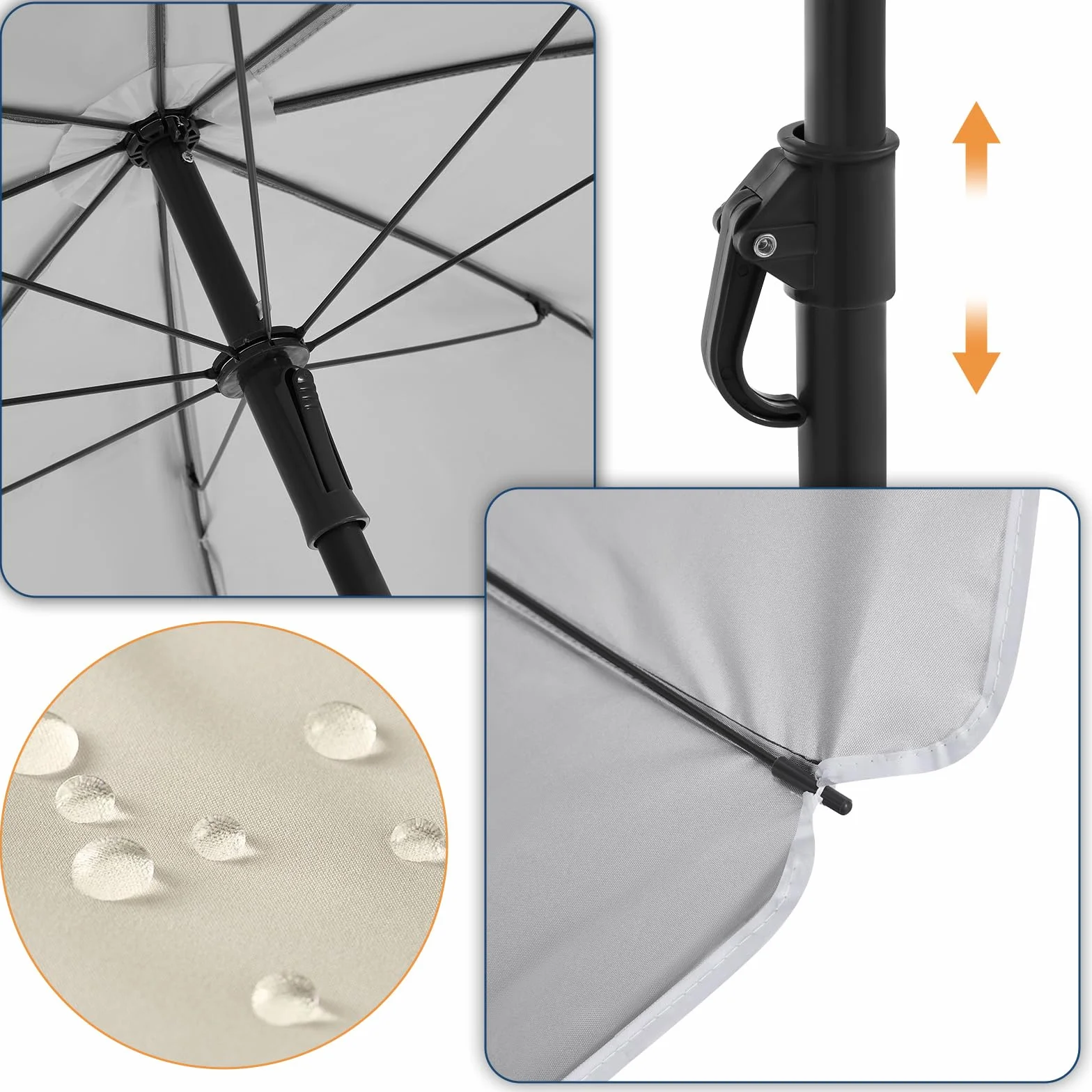 WOLTU Parasol przeciwsłoneczny na balkon, Ø 135/155/175 cm, ochrona przed promieniowaniem UV, UPF 50+, regulacja wysokości i nachylenia, torba do przenoszenia, okrągły parasol ogrodowy na balkon, do