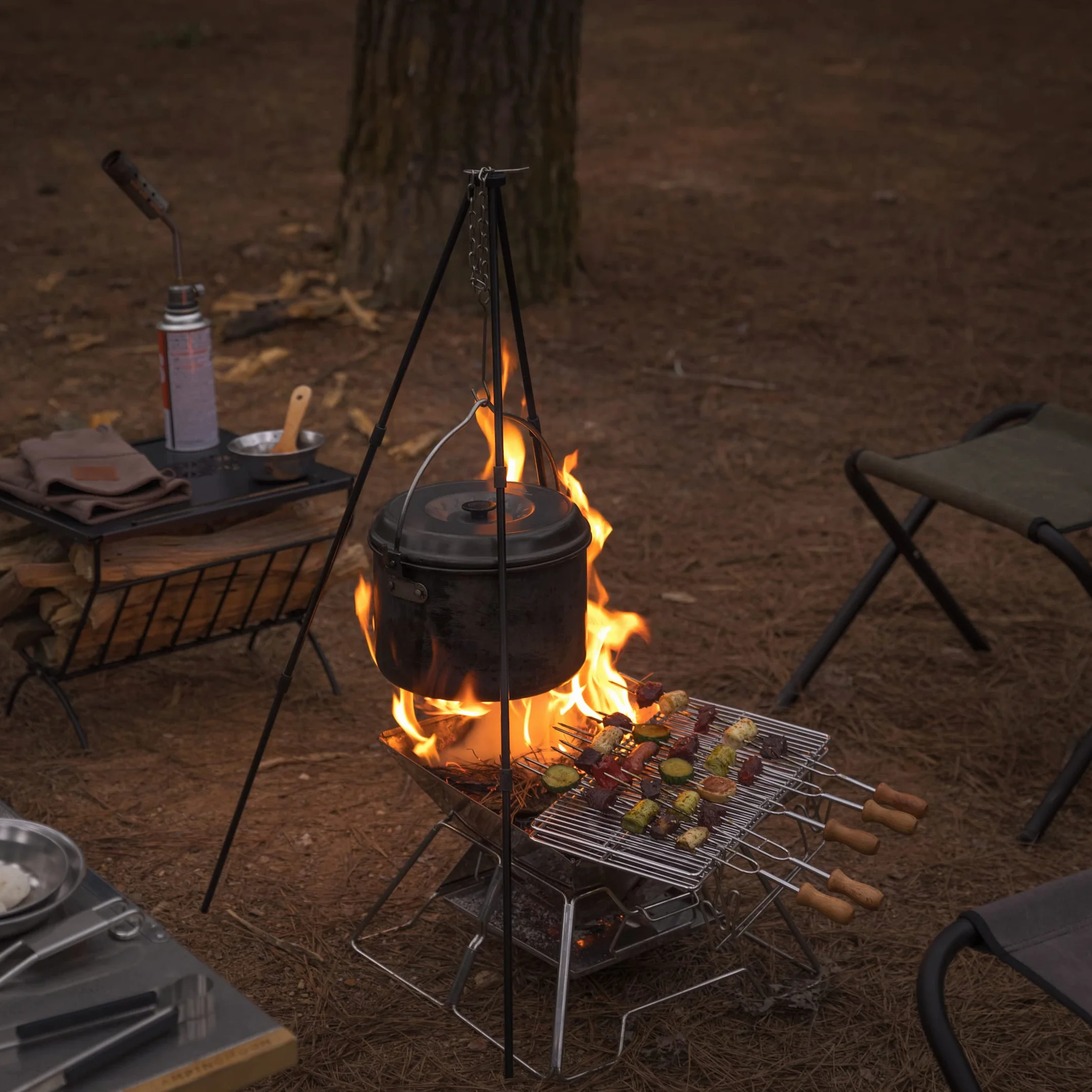 Campingmoon MT-2 Przenośny składany grill ze stali nierdzewnej z torbą