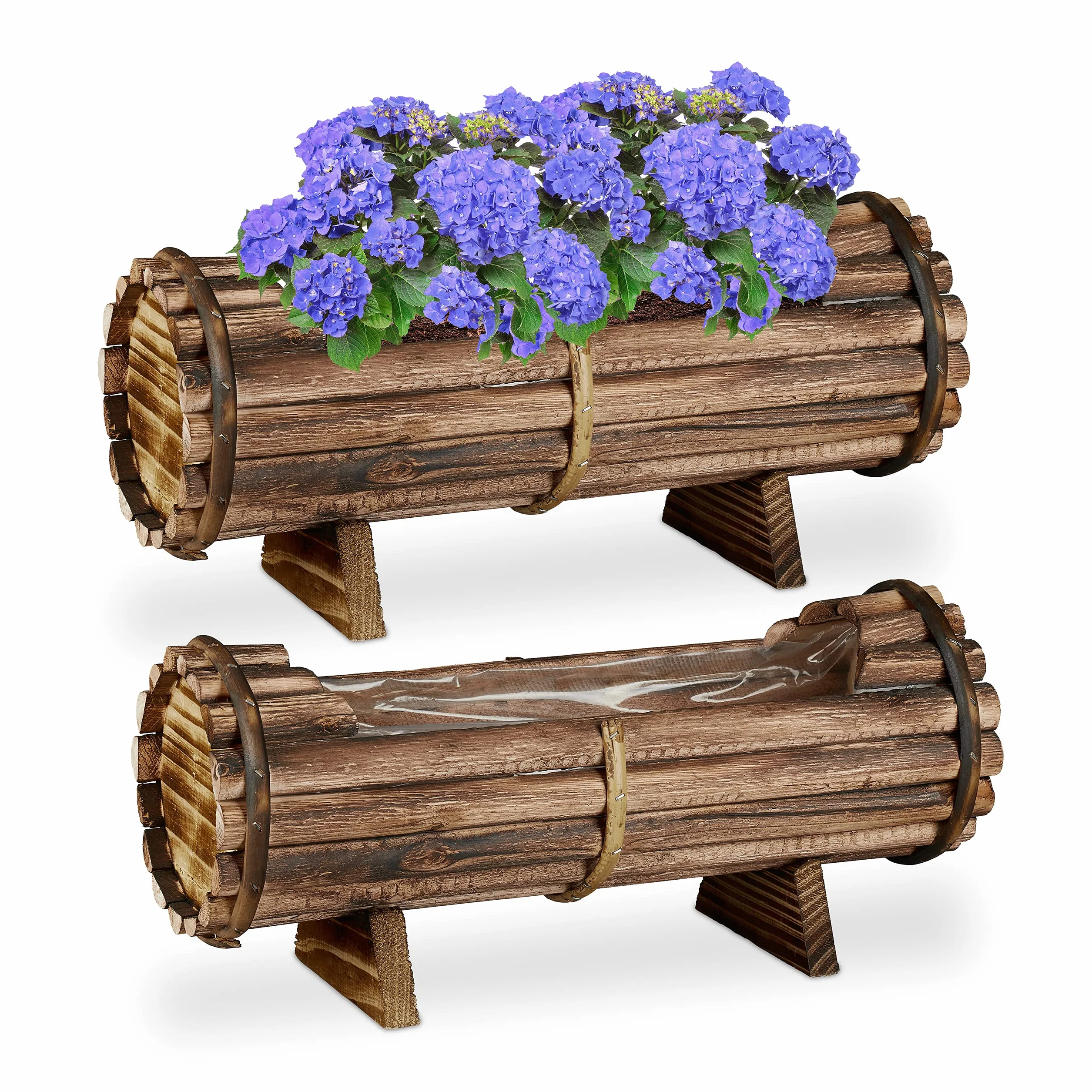 Relaxdays Skrzynka na Kwiaty, Drewno, 2 Sztuki