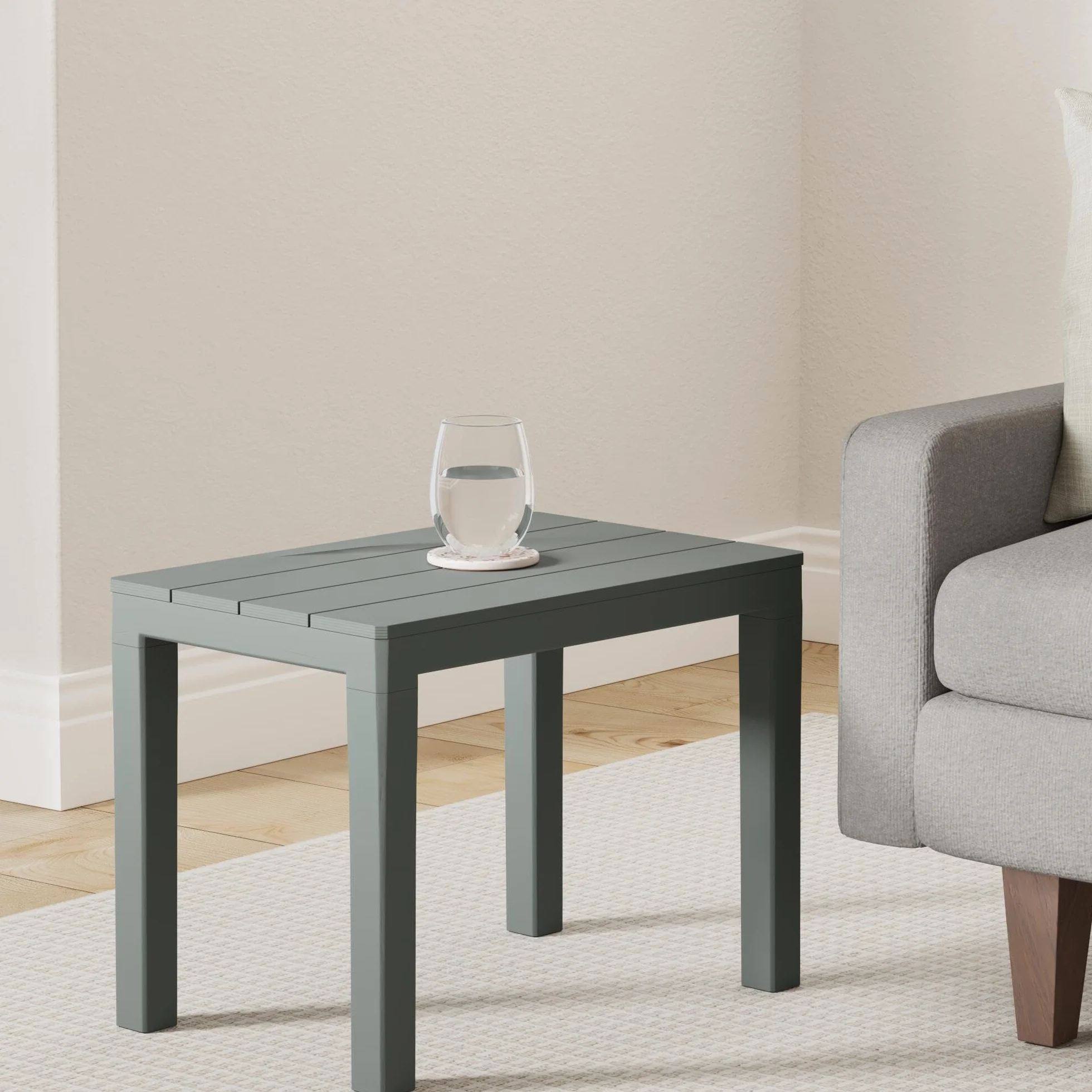 Spetebo Stolik ogrodowy w kolorze antracytowym, wymiary: 60 x 39 x 45 cm (szer. x gł. x wys.), na balkon