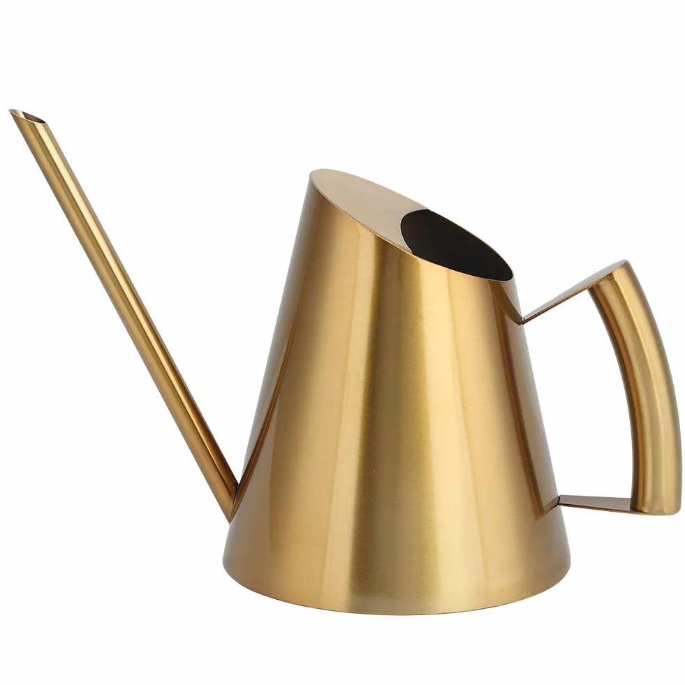 Konewka metalowa, złota konewka mała konewka do roślin domowych z długim wylewką do roślin domowych (900 ml)