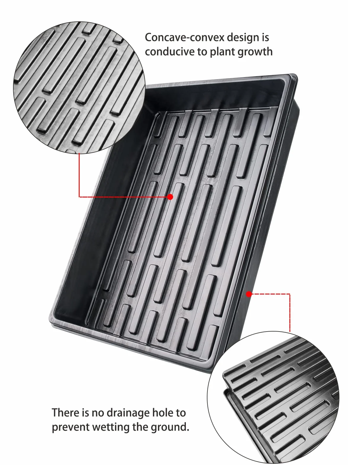 Tace na nasiona do sadzonek ogród bez otworów 6-pak rośliny bez otworów do doniczek prostokątne/półnasiona plastikowe tace do roślin doniczkowych ogrodu szklarni hydroponiczne