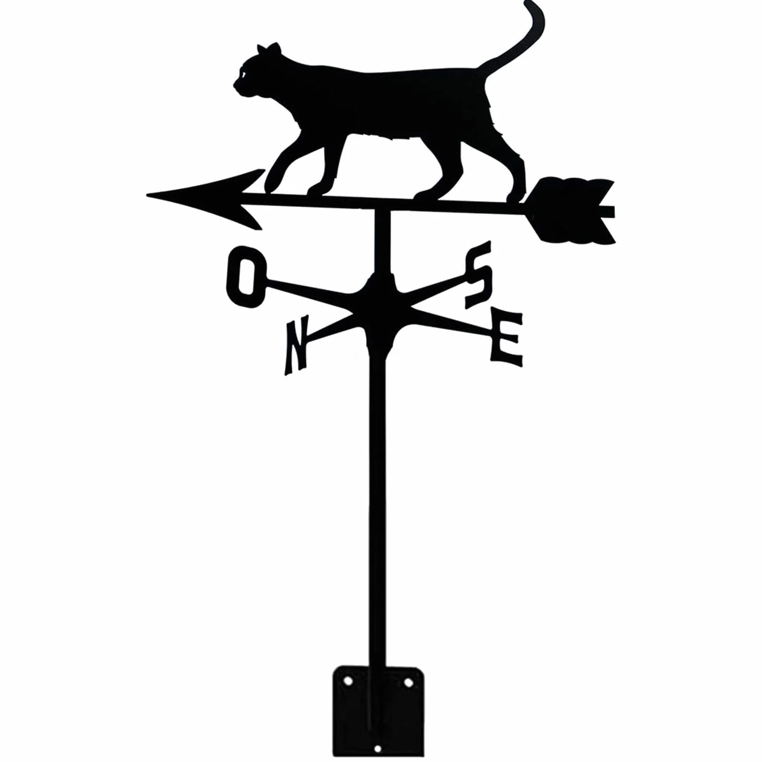 Metal Stainless Steel Cat Weathervane Wind Direction Indicator Garden Yard Ornament