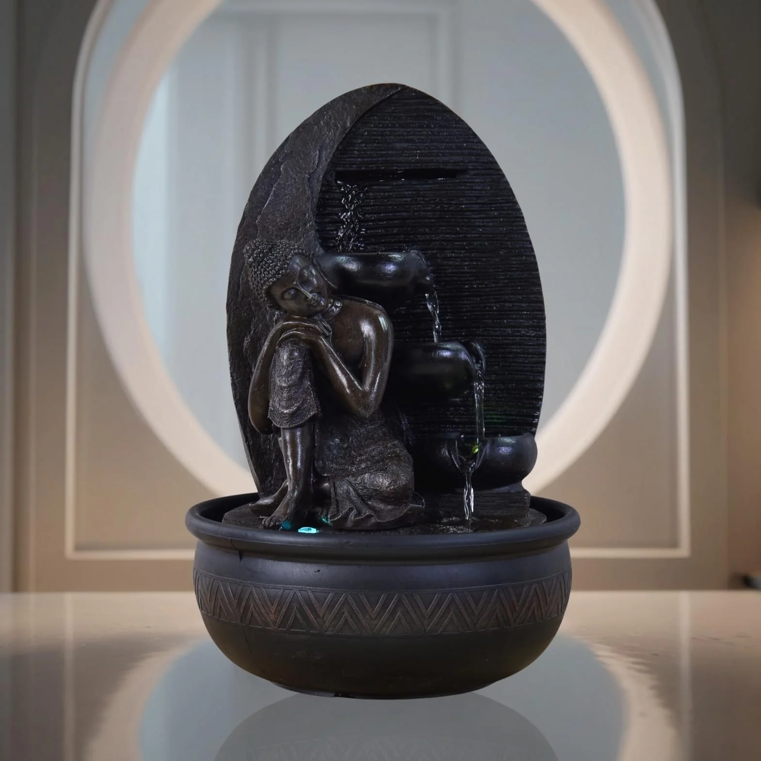 Zen'Light Bouddha Grace Fontanna, Żywica, Brązowy, 26 x 26 x 40 cm