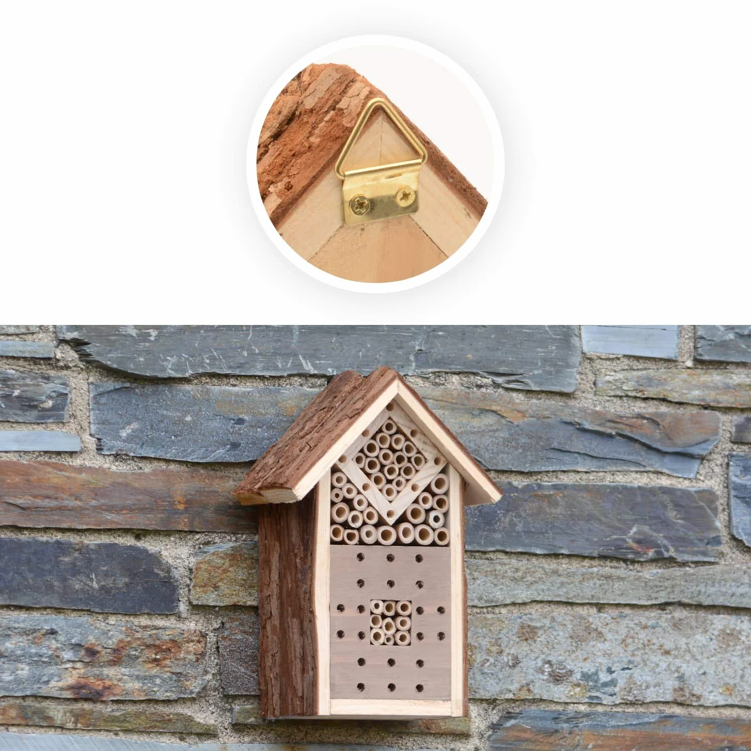 CKB LTD Małe naturalne drewno kora owady bug hotel - dla pszczół biedronek dom drewniany zewnętrzny schronienie ogród ogród dom na zewnątrz siedlisko dom - mały 16 x 9 x 23 cm