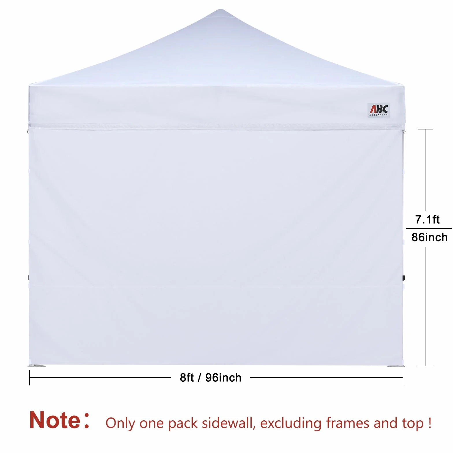 ABCCANOPY Ściana przeciwsłoneczna do namiotu imprezowego o wymiarach 3 x 3 m, z prostą nogą, zestaw ścian bocznych 3 m (1 panel) z paskiem poprzecznym, w ponad 15 kolorach