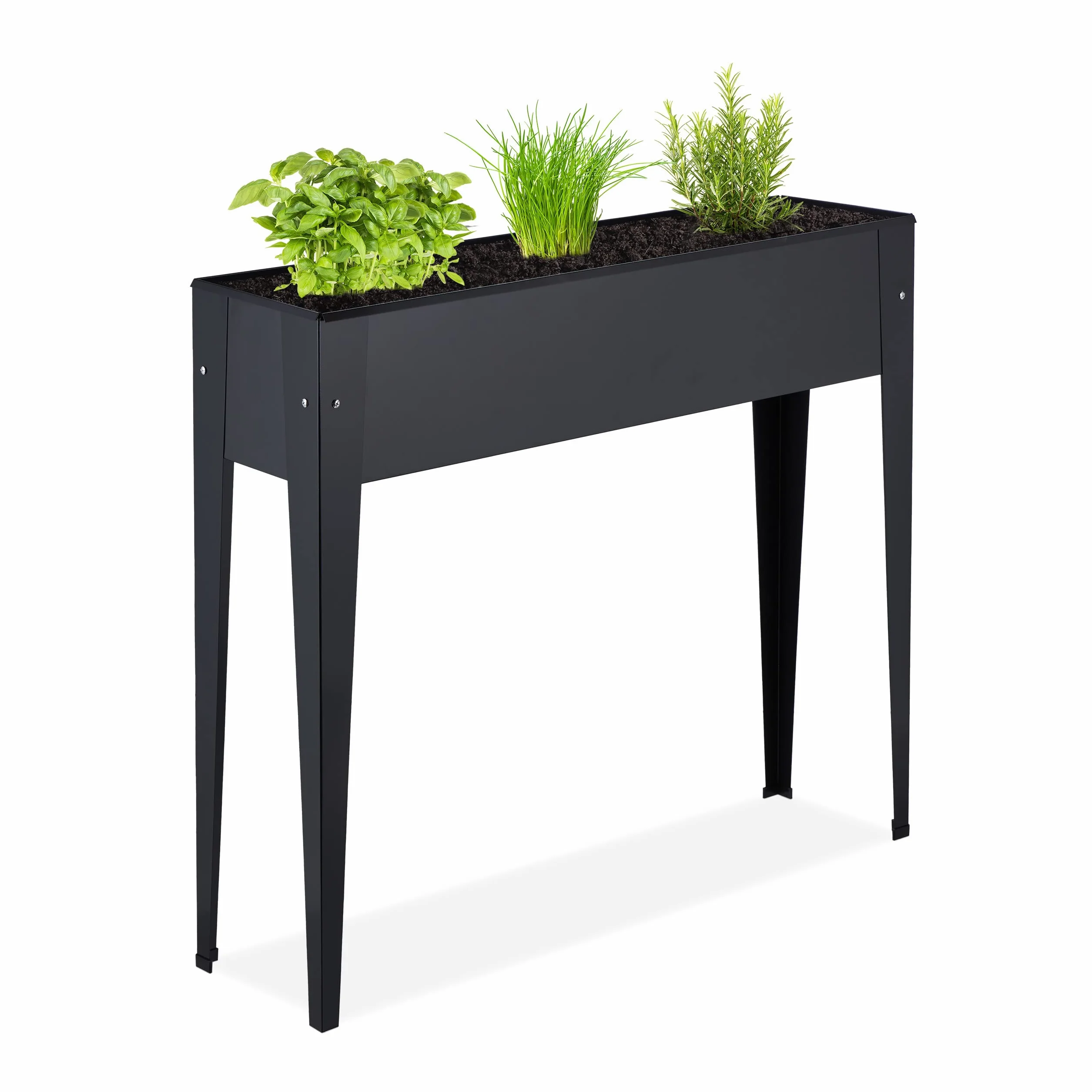 Relaxdays Podwyższona grządka metalowa 83 x 99 x 26 cm czarna