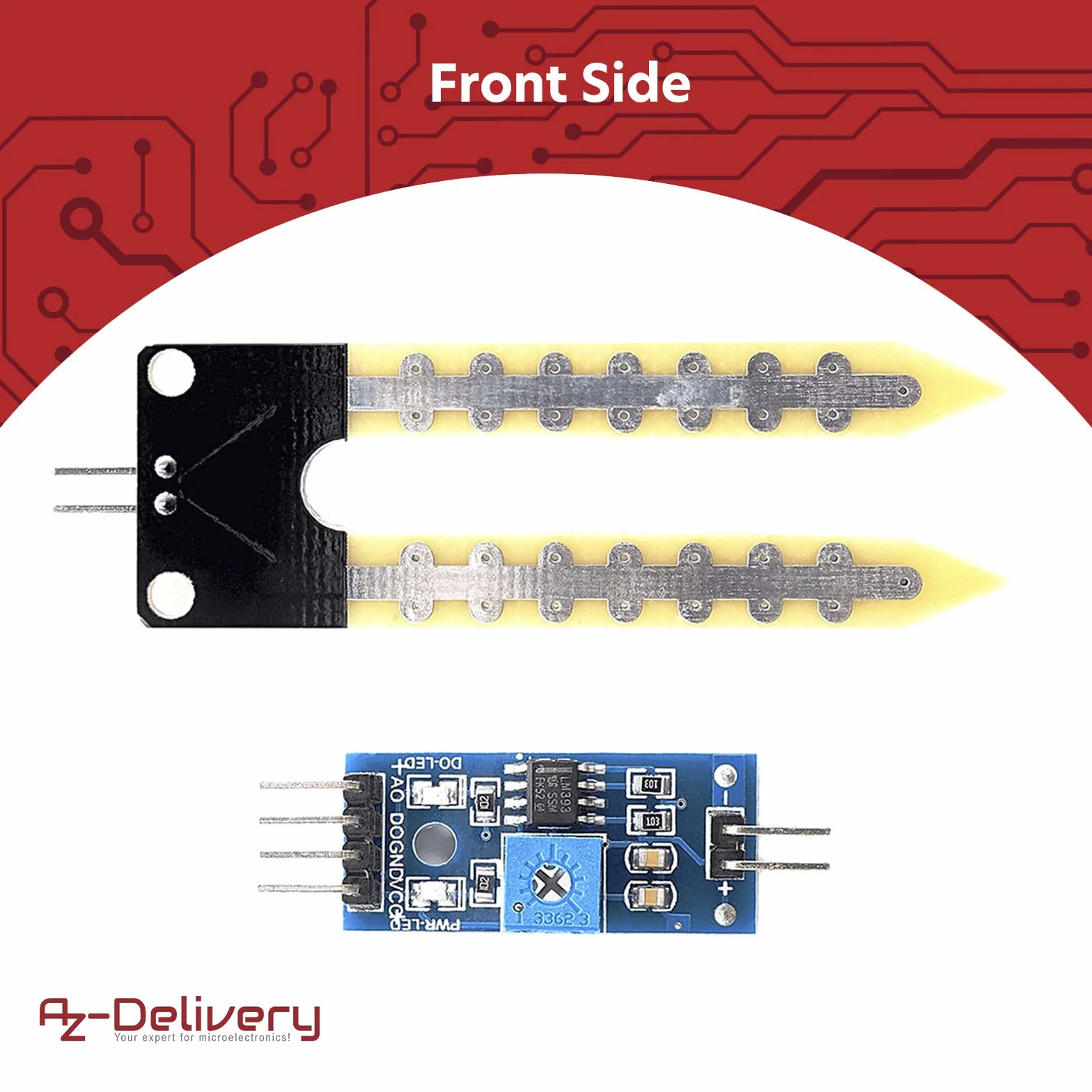 AZDelivery 5 x Czujnik wilgotności gleby Higrometr wilgotności gleby Moduły kompatybilny z Arduino w tym e-Book!