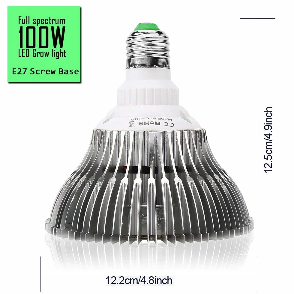 Lampa do roślin Lampa do wzrostu E27 100 W 150 diod LED rosnące światło pełne spektrum, kwiaty i warzywa wewnątrz, szklarnia, ogród [1 opakowanie]