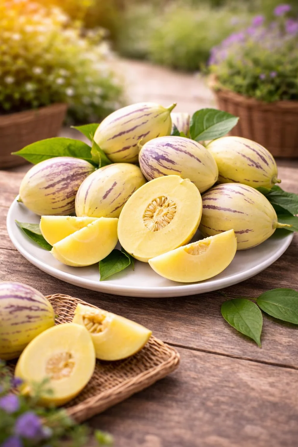 Solanum Pepino Gold 20-40 cm – słodka i aromatyczna gruszka melonowa, egzotyczna roślina owocowa do ogrodu i na balkon