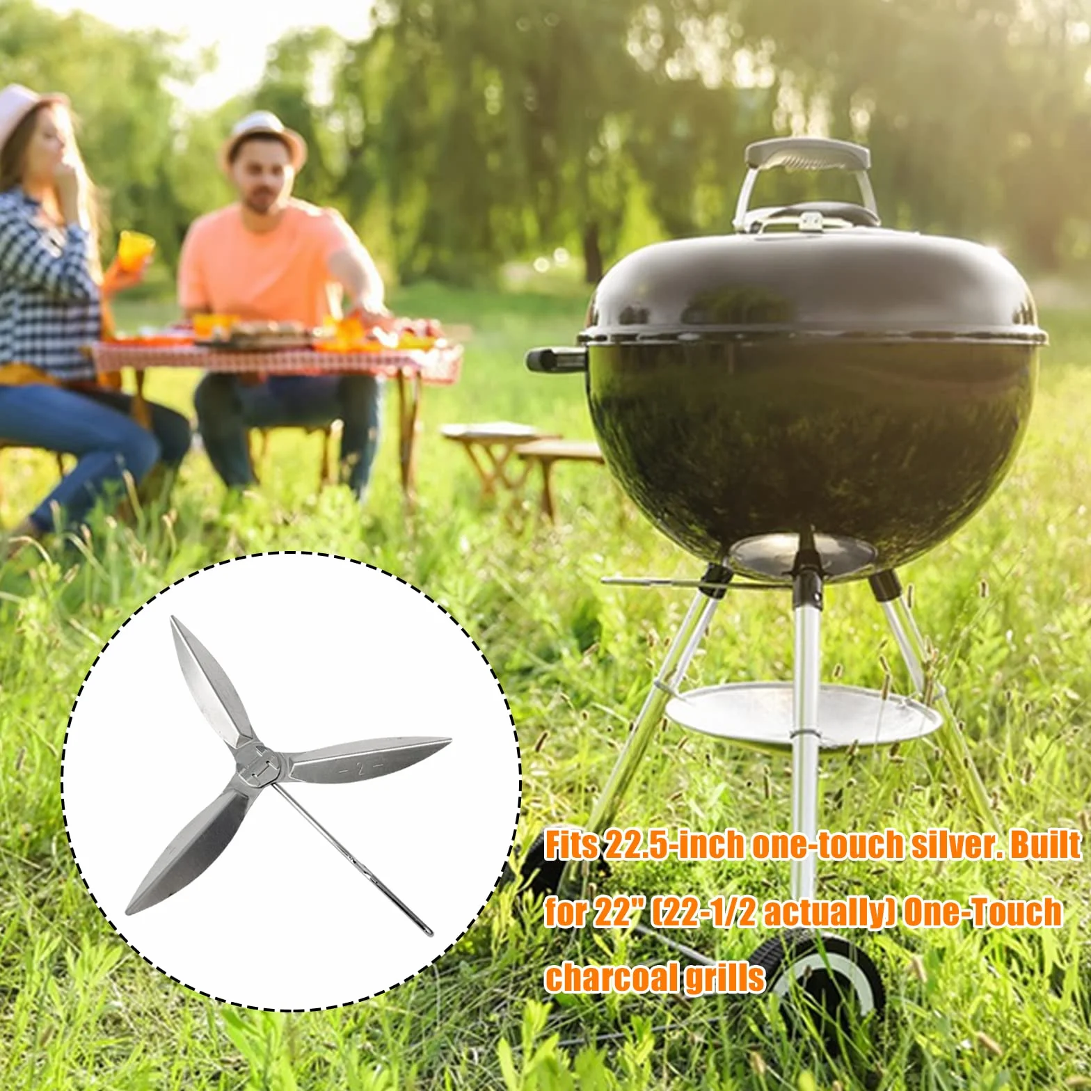 2 zestawy 22-1/2 cala One-Touch zestaw systemu czyszczenia 57 cm kompatybilny z częściami do grilla Weber, 7444 Weber czajnik części zamienne