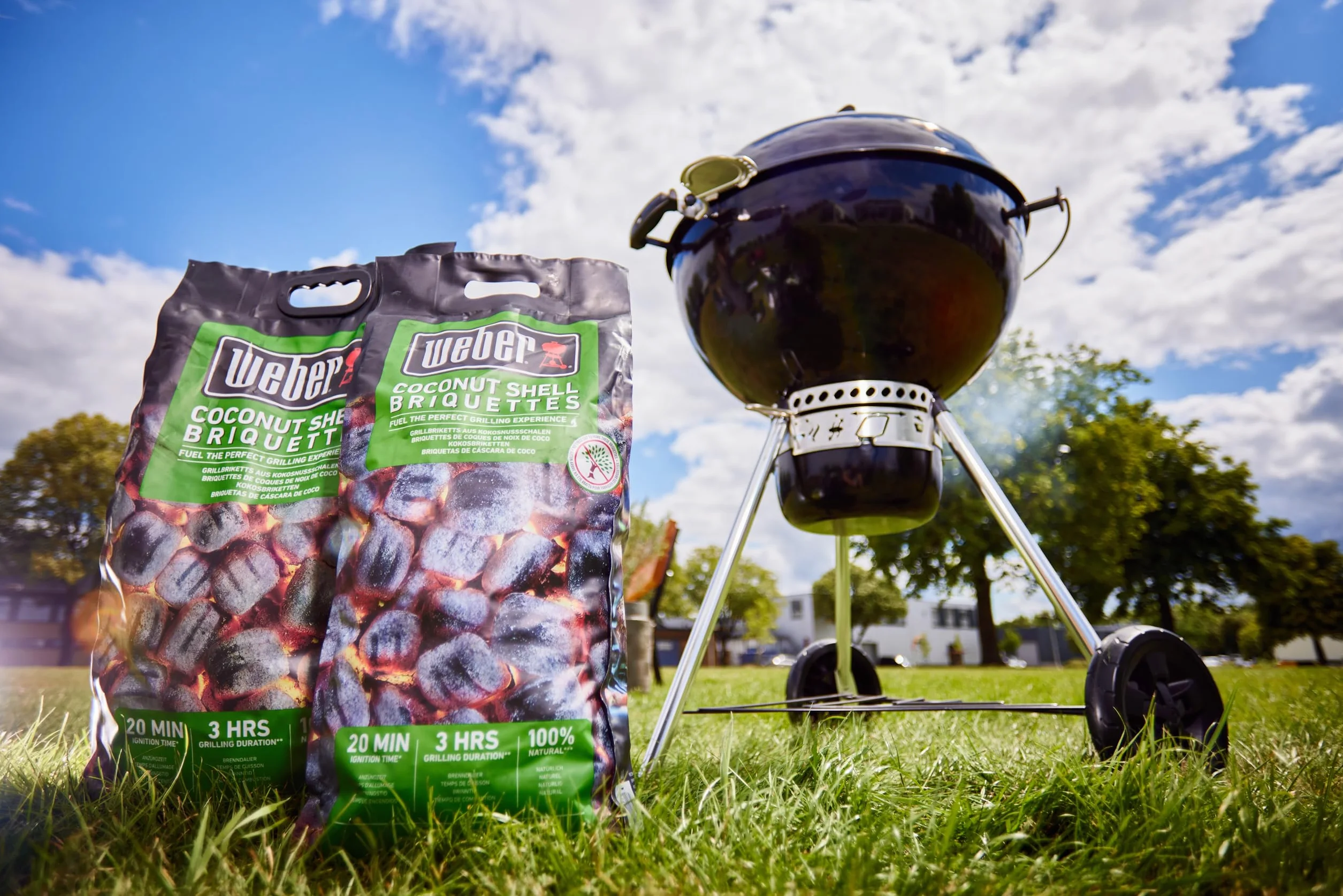 Weber Brykiet do Grilla z Skorup Kokosa (8kg Worek), Wydajny, do Długiego i Stabilnego Żaru, Idealny do Długiego Grillowania Mięsa, 100% Naturalny (18402)