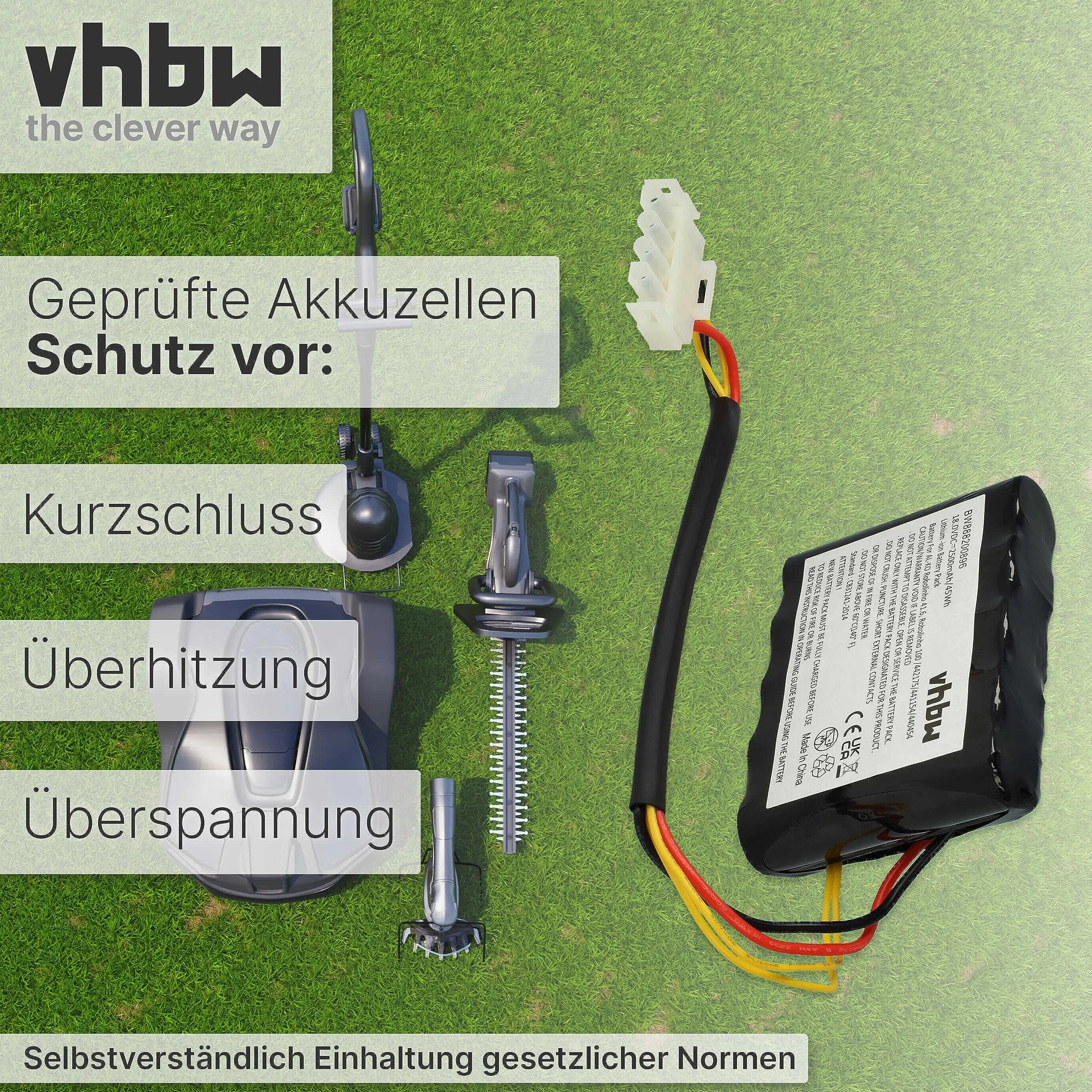 vhbw Akumulator kompatybilny z kosiarką AL-KO Solo Robolinho 700, 1000, 1100, 700E (2500 mAh, 18 V, litowo-jonowa)