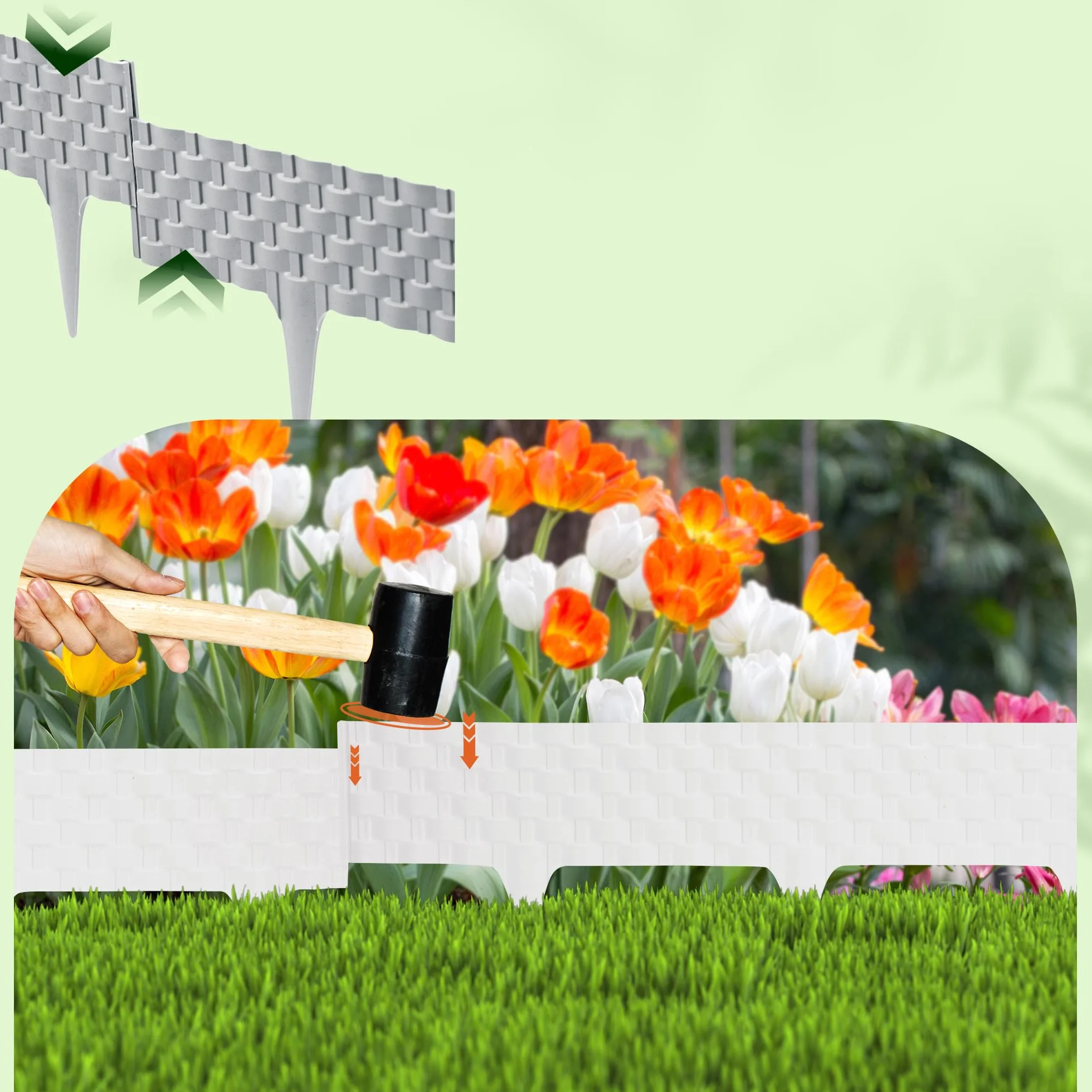 GARDENIX 3.2 m rattan łóżko granicy granicy trawnik krawędź ogród palisada łóżko ogrodzenie (brązowy)