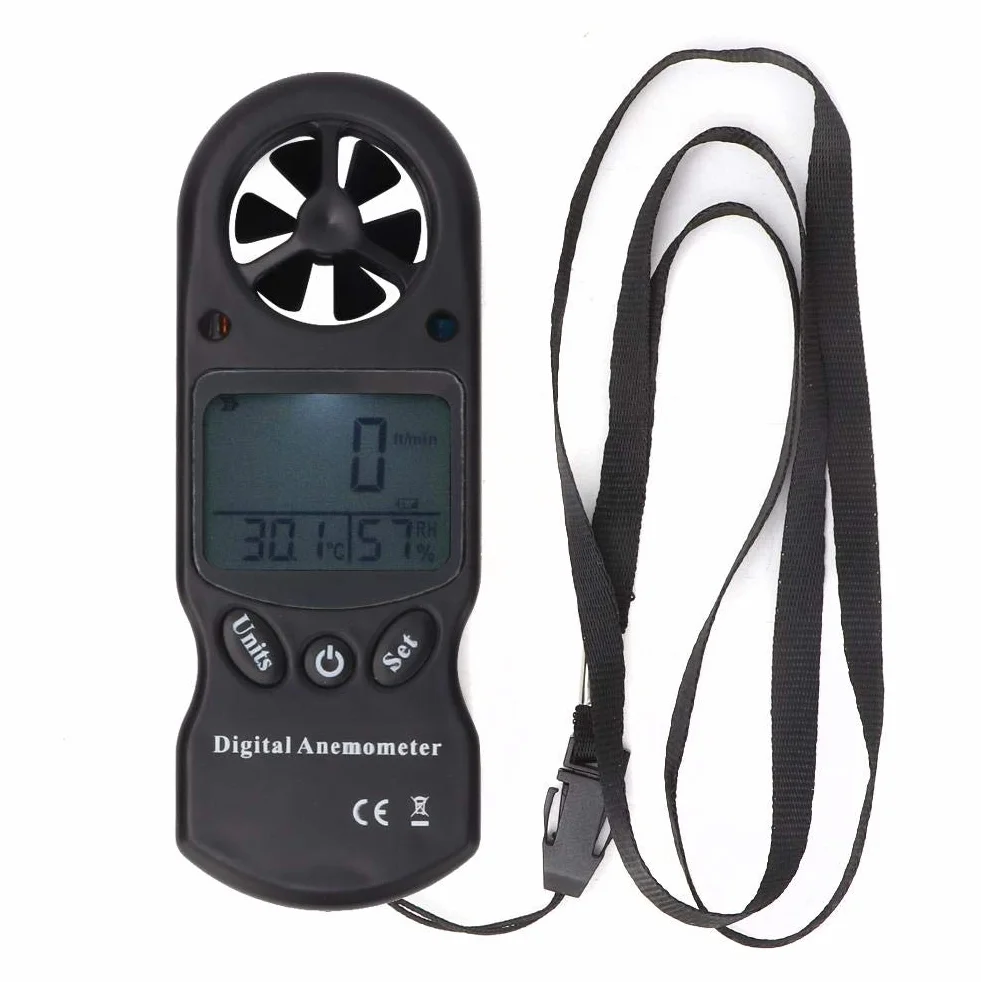 Cyfrowy anemometr 3 w 1, termohigrometr, przenośny miernik prędkości wiatru