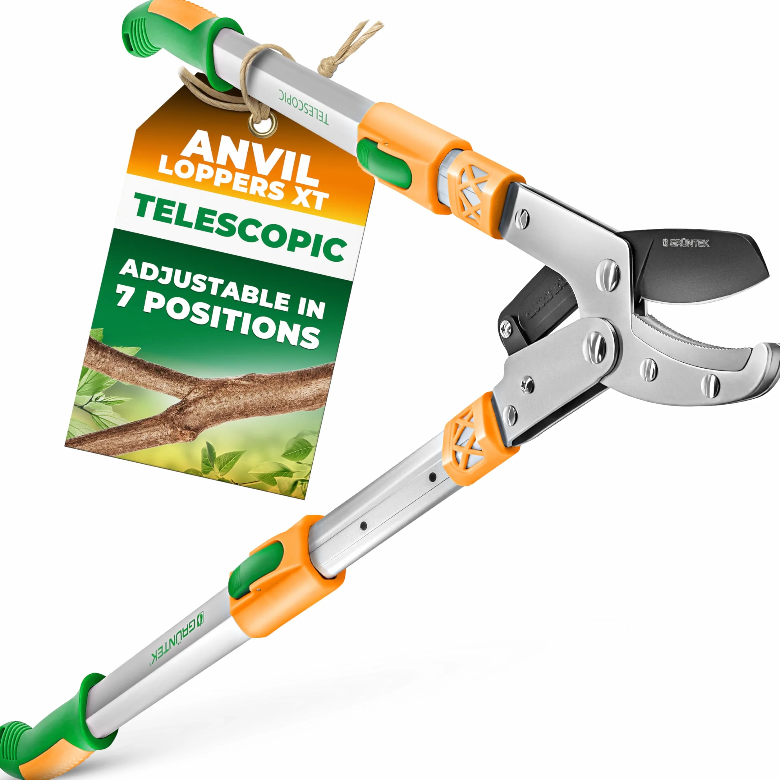 GRÜNTEK Teleskopowe nożyce do gałęzi AMBOSS XT 685-1015 mm, hartowane ostrze 78 mm, 7-stopniowa regulacja