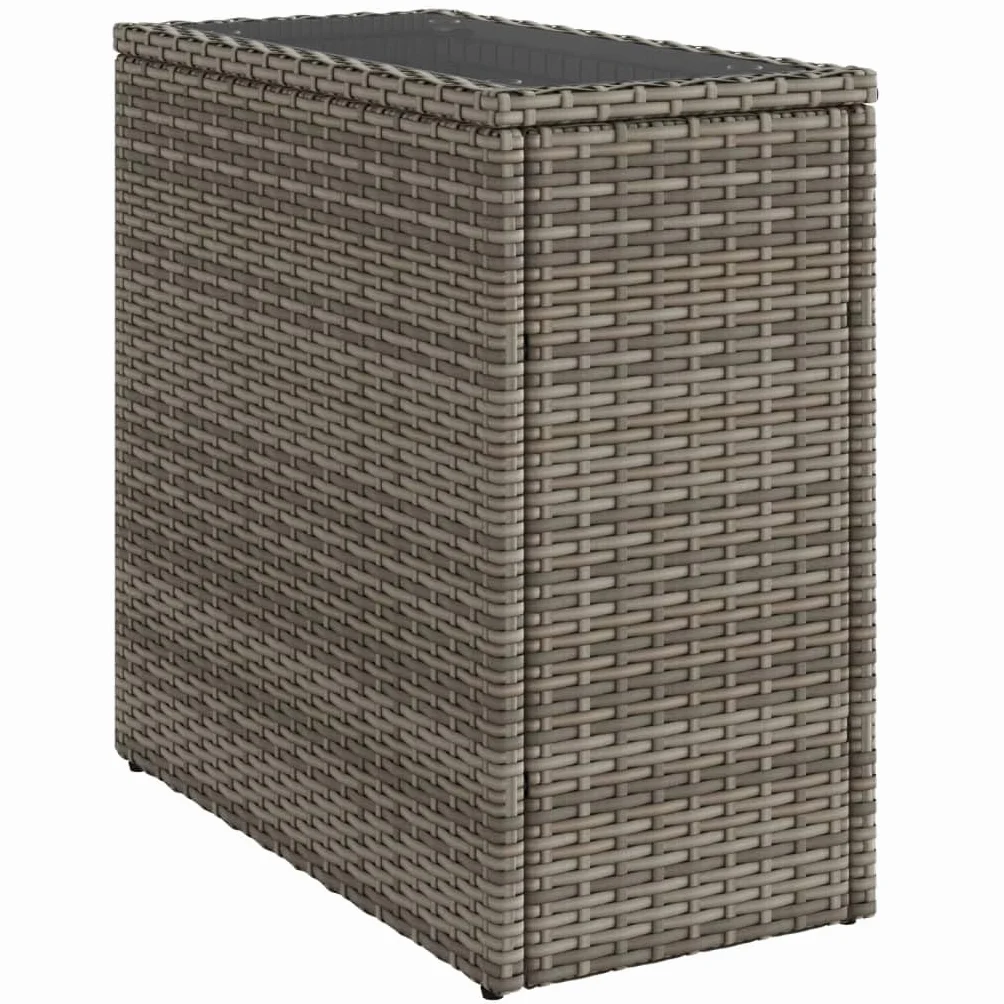 Stolik ogrodowy ze szklanym blatem szary 58x27,5x55 cm rattanowy na taras balkon