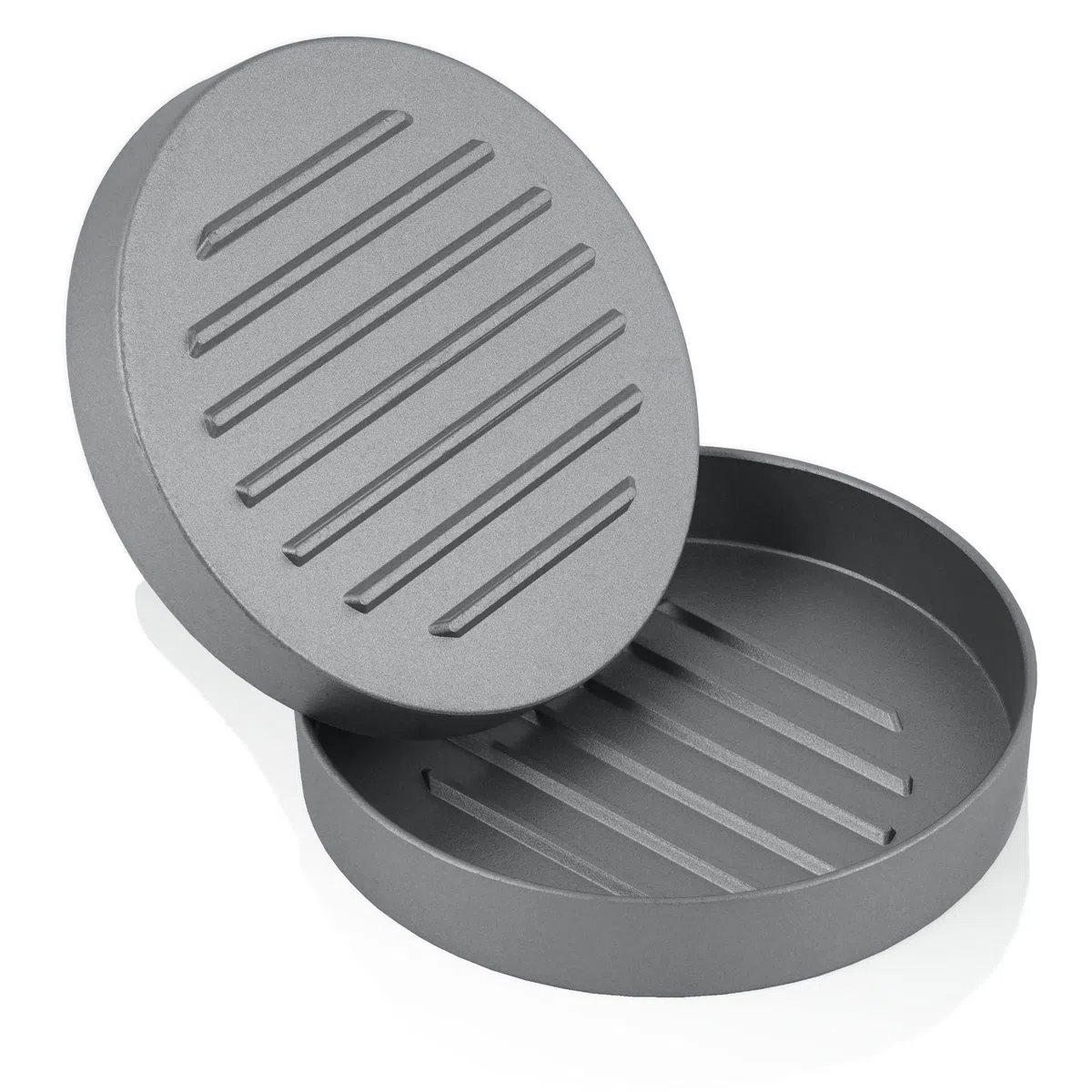 BBQ-Toro Aluminiowa prasa do hamburgerów, Ø 11,8 cm, szara, do mięsa, z powłoką zapobiegającą przywieraniu, do BBQ, grilla i kuchni | prasa do hamburgerów, pattyprasy do burgerów, kotletów