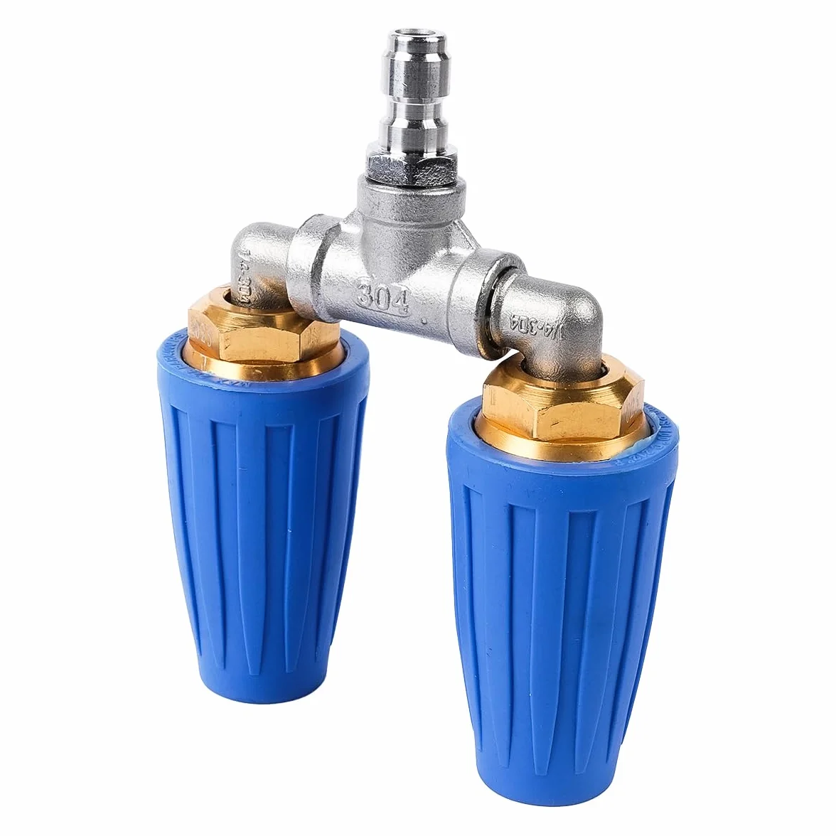 Obrotowa podwójna dysza turbo do myjki wysokociśnieniowej, maks. moc 4000 PSI Obrotowa dysza turbo z końcówkami do myjki ciśnieniowej 1/4" Quick Connect, niebieska