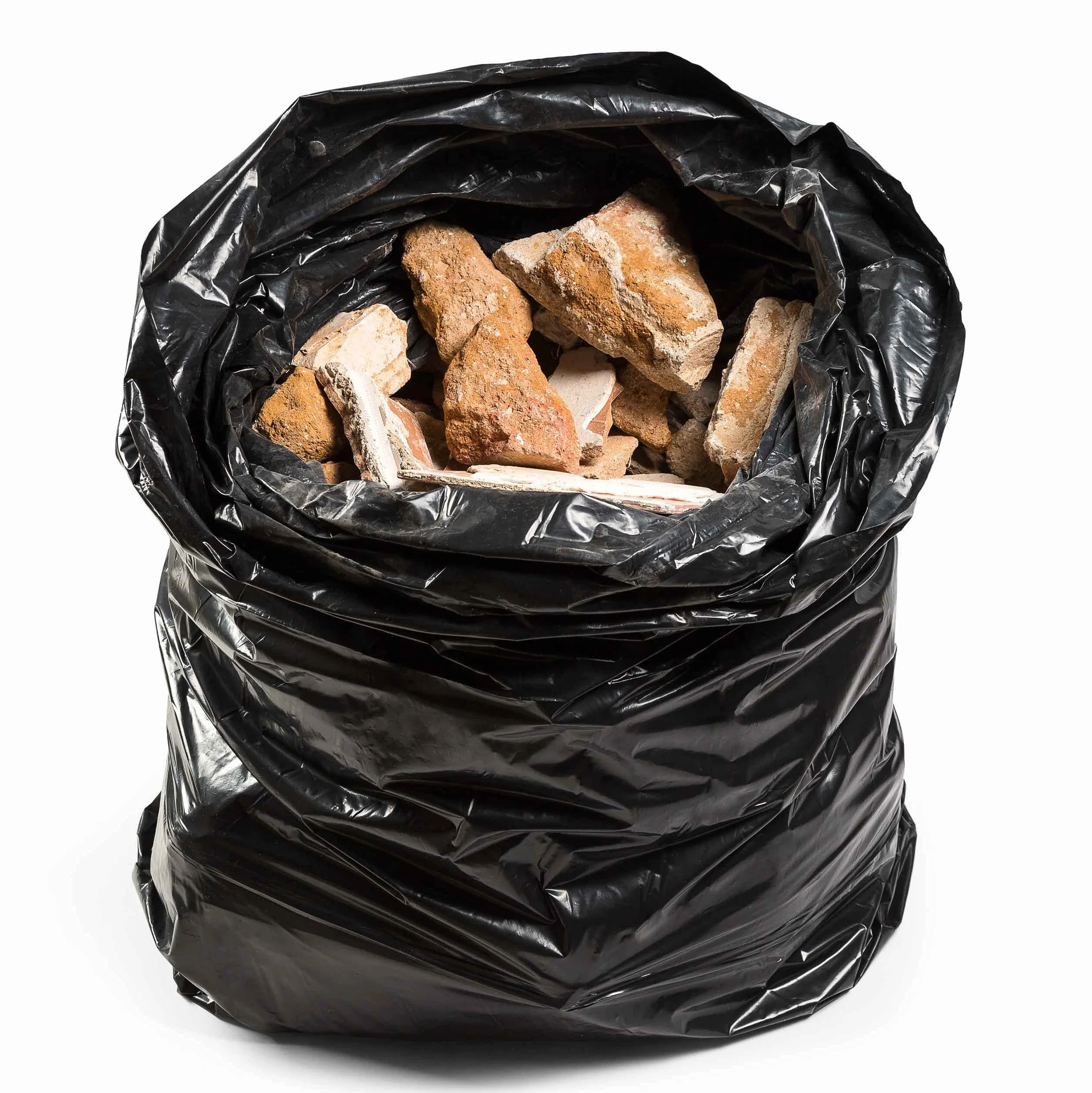 Relevo Duże, wytrzymałe czarne worki, wytrzymałe worki na śmieci do 100 kg, 100% z recyklingu, ekologiczne i wodoodporne worki na gruz, pojemność 150 l