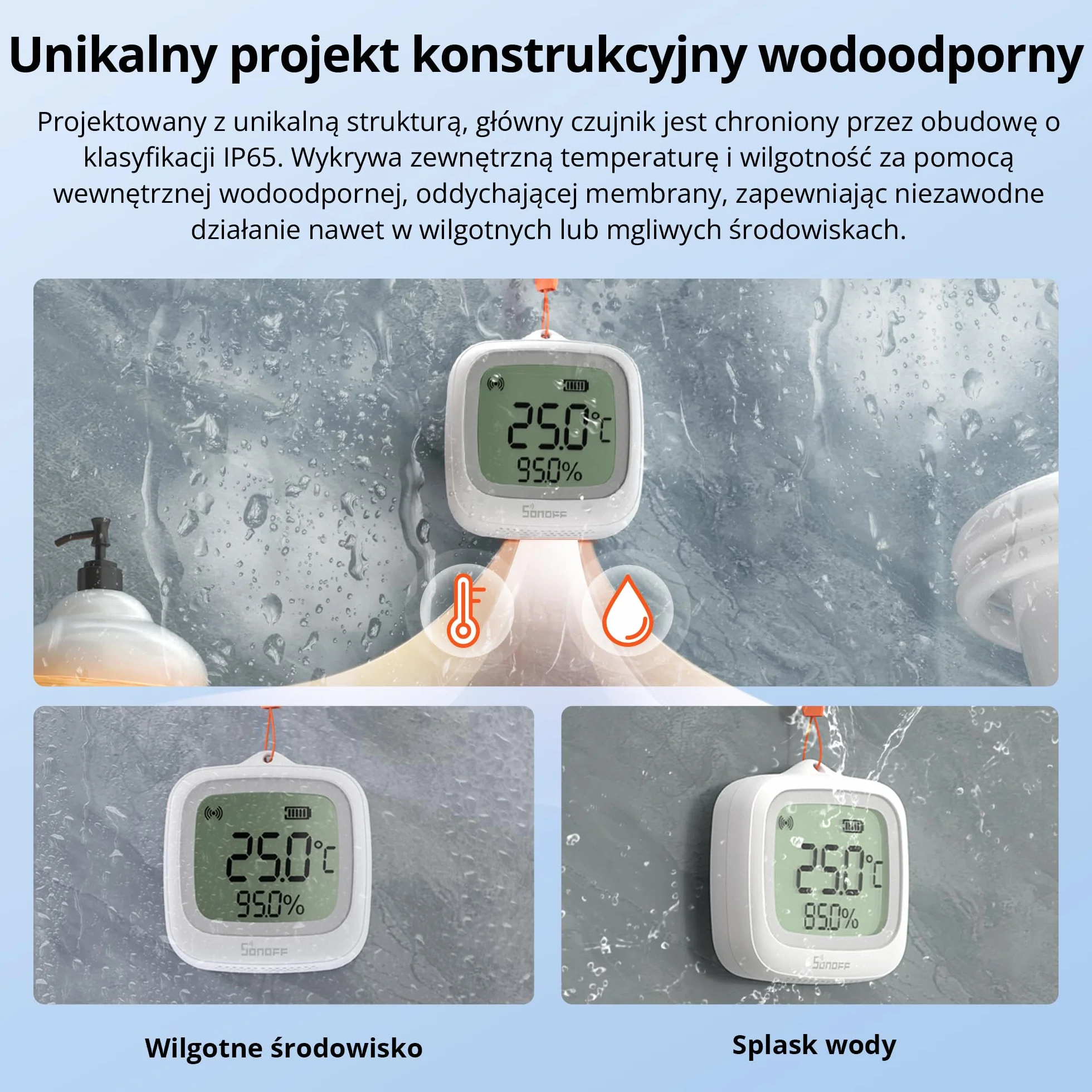 SONOFF SNZB-02WD IP65 Zigbee Sensor Temperatury i Wilgotności wodoodporny