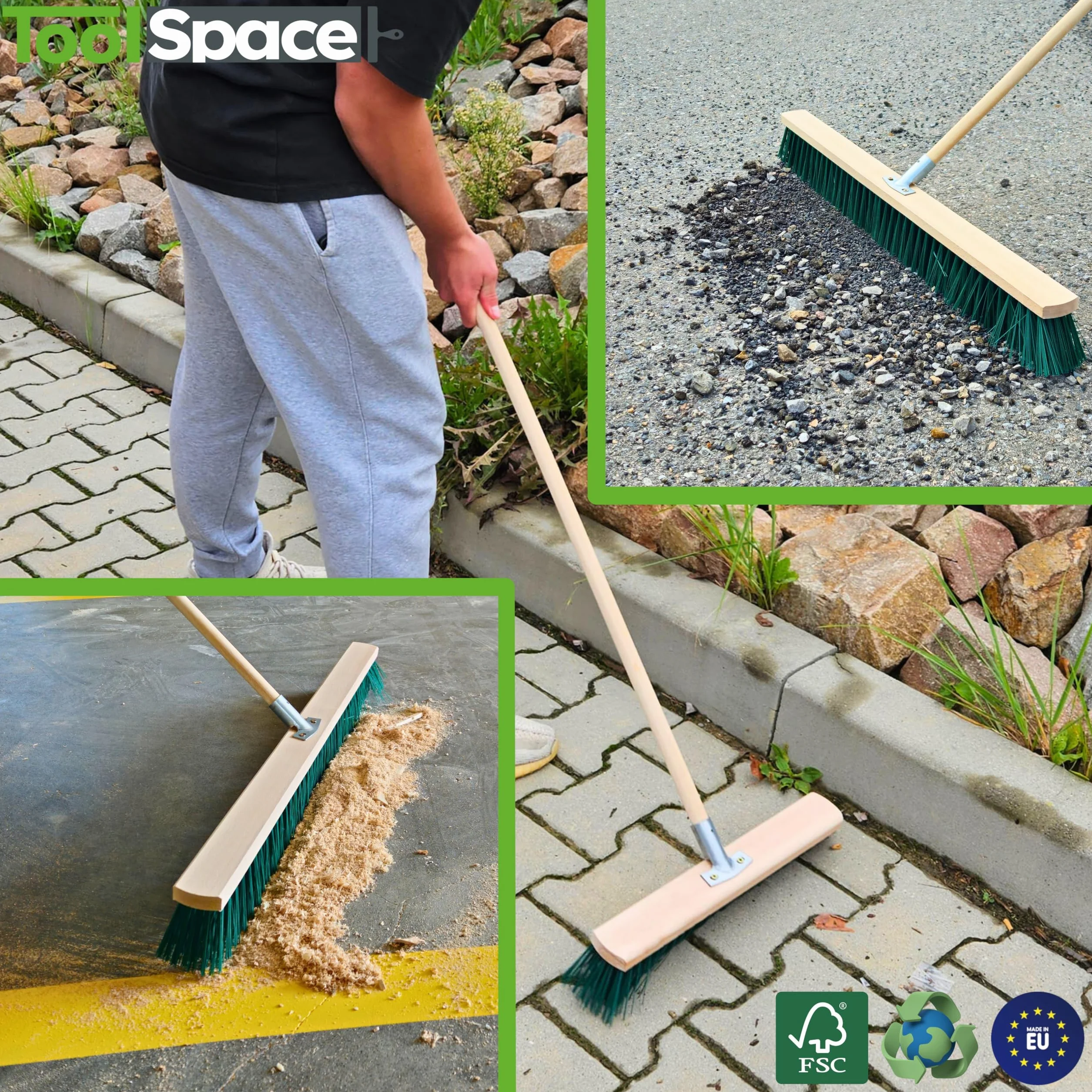 ToolSpace Szczotka do zamiatania ulic i kostki brukowej Miotła Ulicówka 40 cm do Użytku na Zewnątrz Miotła Ogrodowa do Podjazdu Tarasu Chodników Podwórka Garażu Patio Werandy
