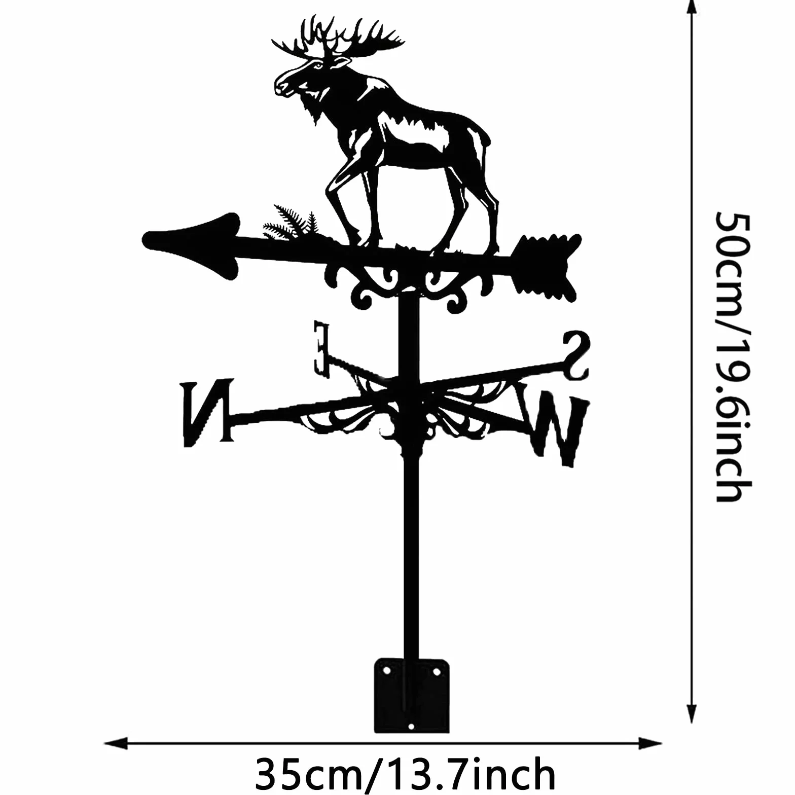 Metal Weather Vane Deer Moose Weathervane Garden Farm Retro Wind Vane Wind Direction Indicator ​for Outdoor Iron Roof Outdoor Yard Decoration