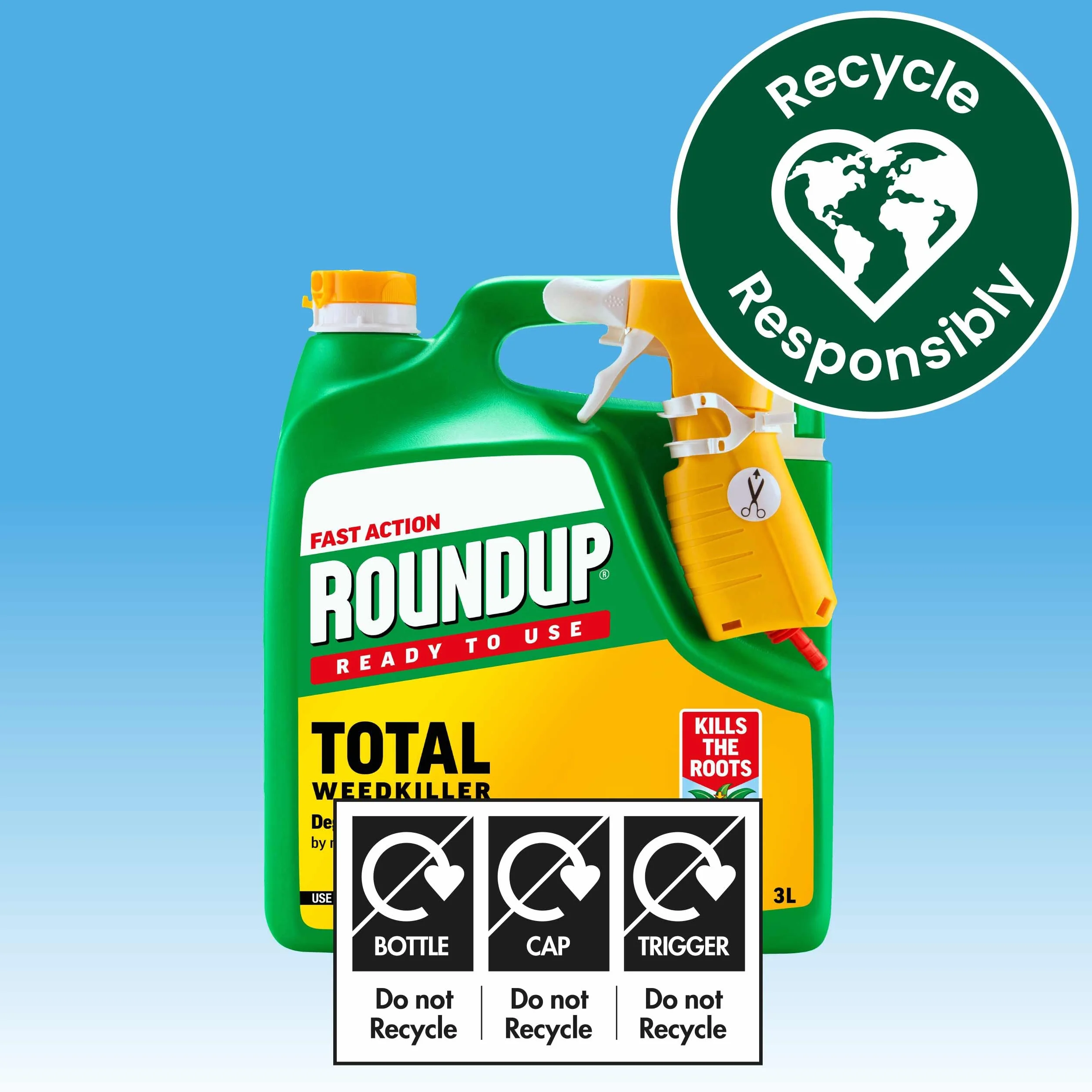Roundup Fast Action środek do usuwania chwastów, gotowy do użycia, ręczny spray, 3 litry