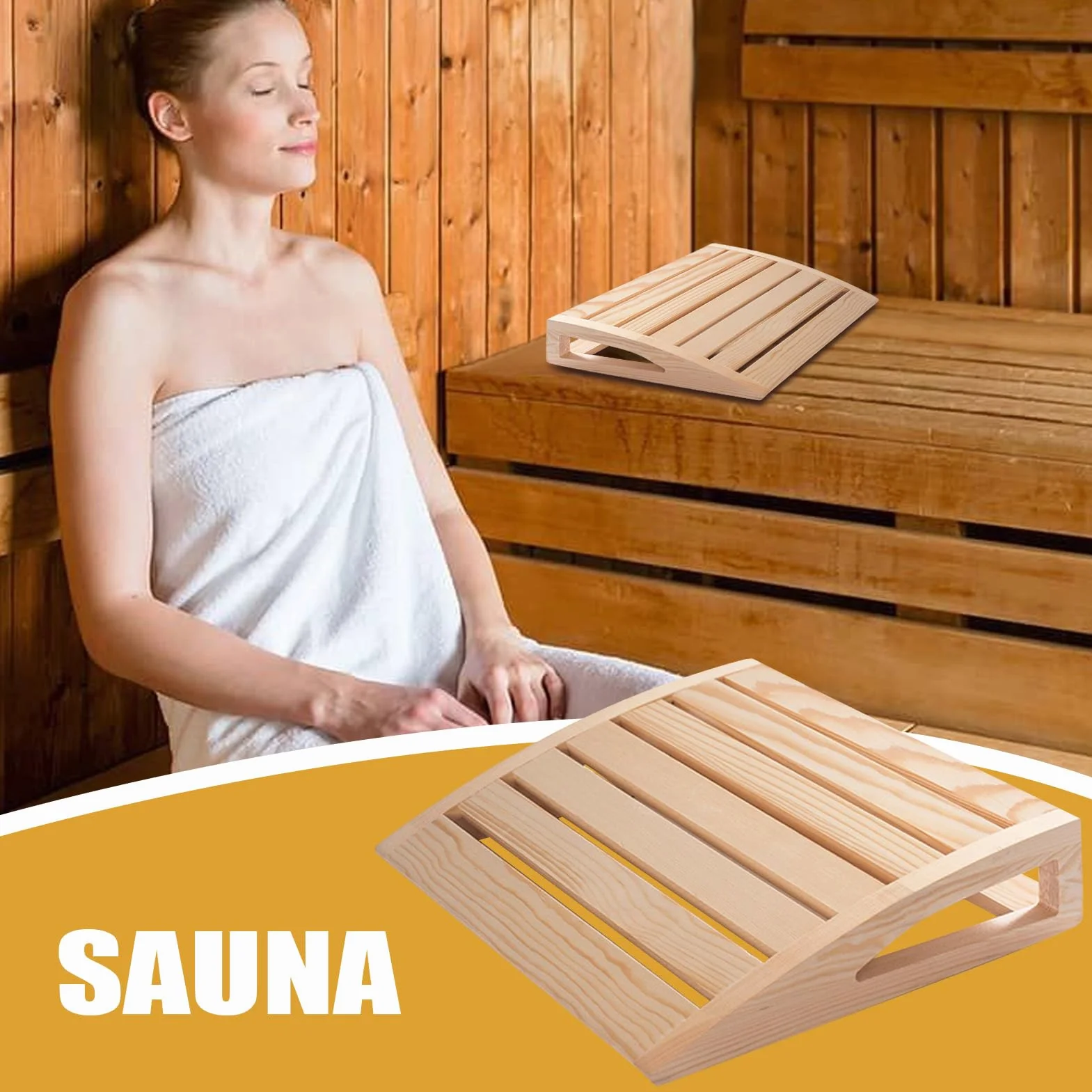 Drewniany zagłówek do sauny, ręcznie wykonana poduszka pod szyję, ergonomiczne wsparcie relaksacyjne, kompaktowe akcesorium do spa w łaźni parowej, idealna dla nastolatków, młodzieży, chłopców