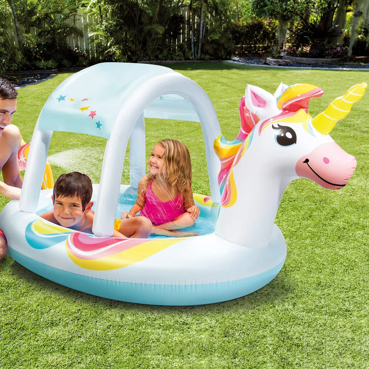 Intex Basen z rozpylaczem jednorożca, wymiary po nadmuchaniu: 254 cm x 132 cm x 109 cm (58435NP)