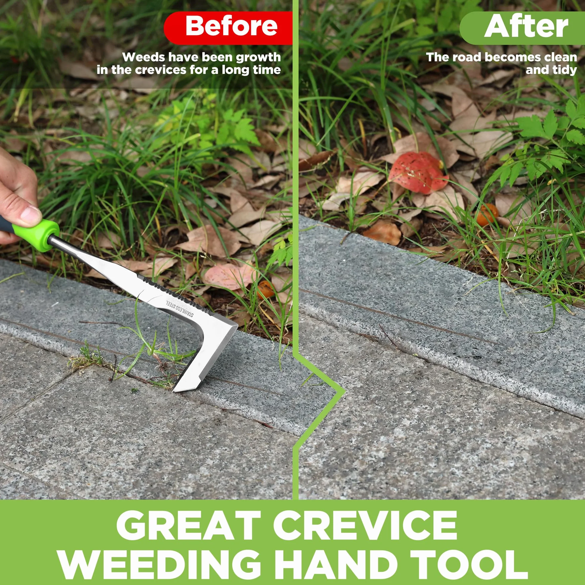 WORKPRO Narzędzie do usuwania chwastów, 2 sztuki, z plastikowym uchwytem, narzędzia ogrodowe do ogrodnictwa z ząbkowaną krawędzią, ściągacz chwastów do usuwania mchu i chwastów, narzędzia do pielenia