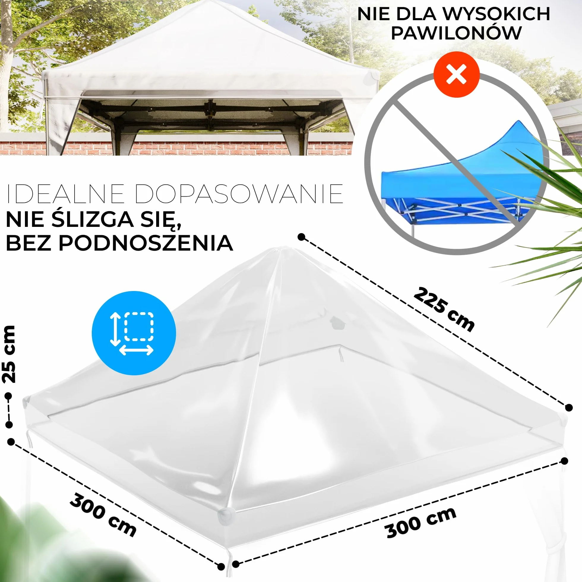 GRAFT pokrowiec na altanę 3x3m | Pokrowiec ochronny | Pokrowiec przeciwdeszczowy | Pokrowiec wymienny na altanę | Wodoodporny przezroczysty | Wodoodporny | przed warunkami atmosferycznymi