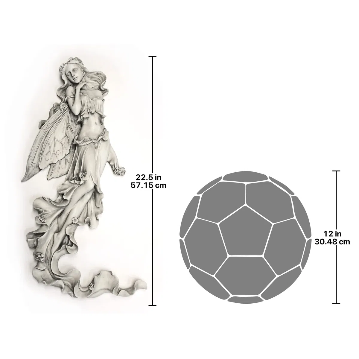 Design Toscano EU5604 Brianna Letnia Bryza Wróżka Rzeźba ścienna, 28 cm szerokości, 7 cm głębokości, 56 cm wysokości, antyczne wykończenie kamienia