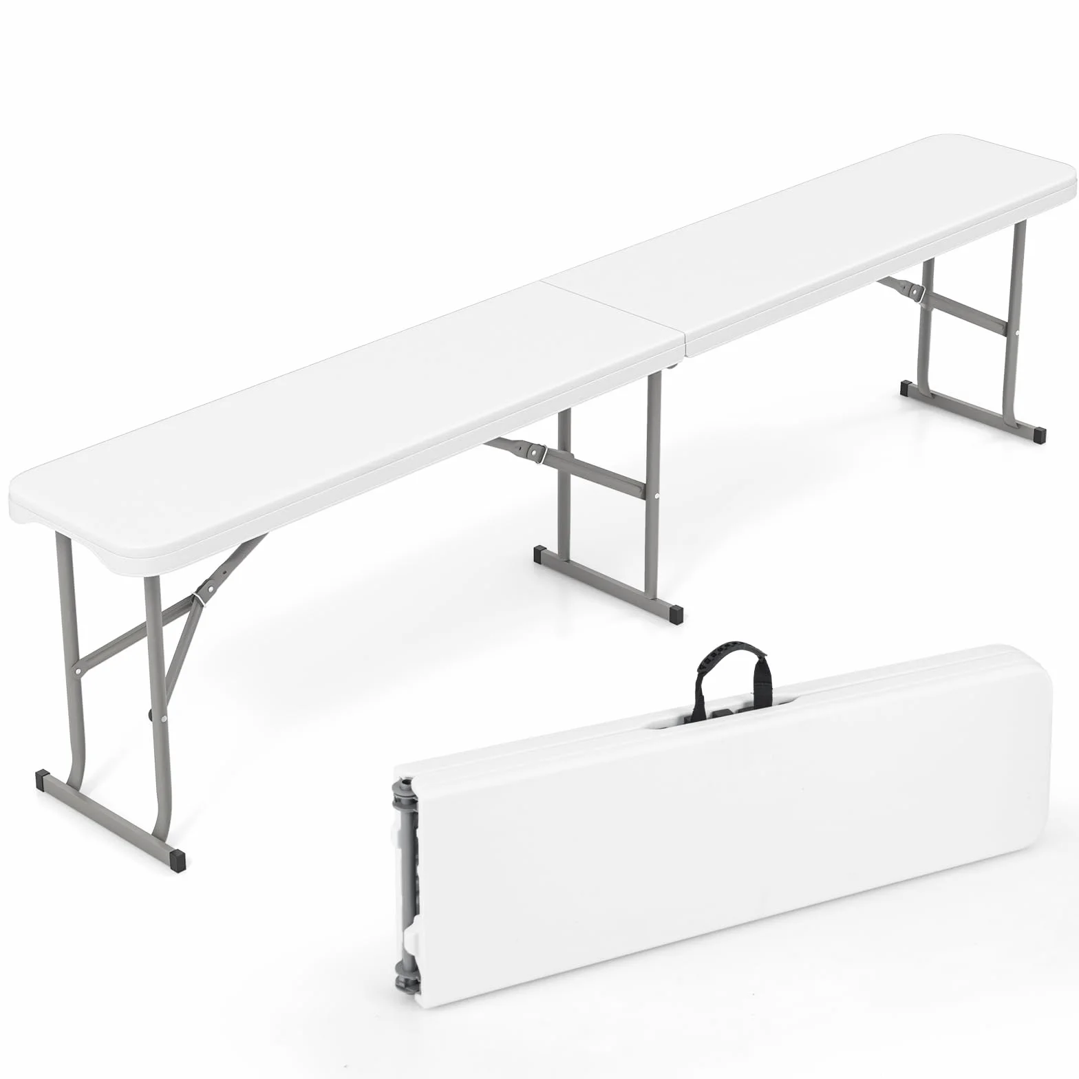 GOPLUS Ławka składana do piwa 182x27,5x43 cm HDPE odporna na warunki atmosferyczne 300 kg