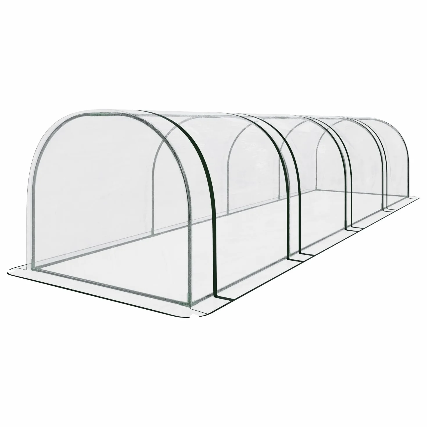 Stalowa szklarnia tunelowa 295x100x80 cm przezroczysta plandeka PCV z 3 drzwiami