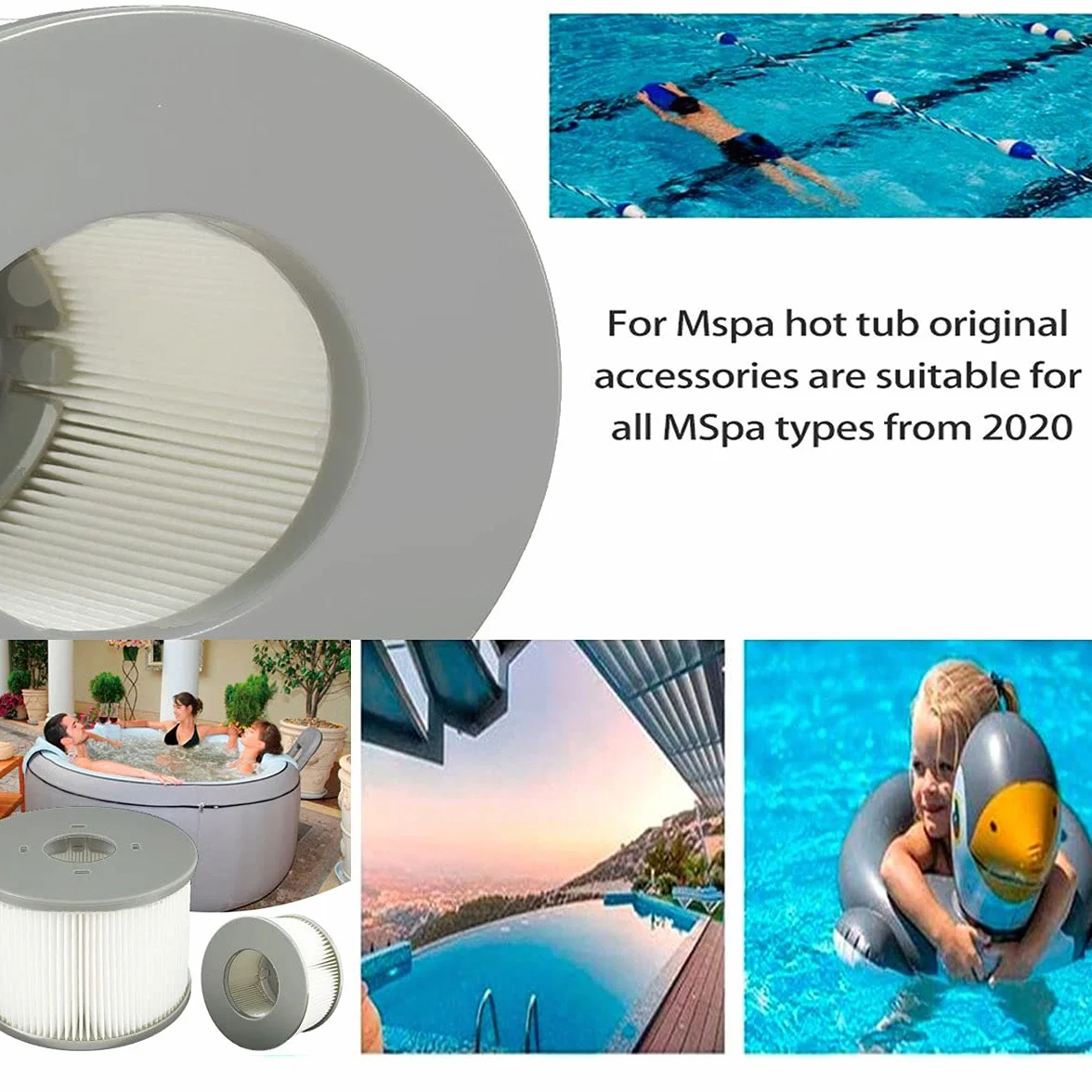 WuYan Filtr wymienny, 6 sztuk do MSPA FD2089, filtr do jacuzzi, pompa kartuszowa do gorących łodzi podwodnych i spa, filtr do wody, model od 2020