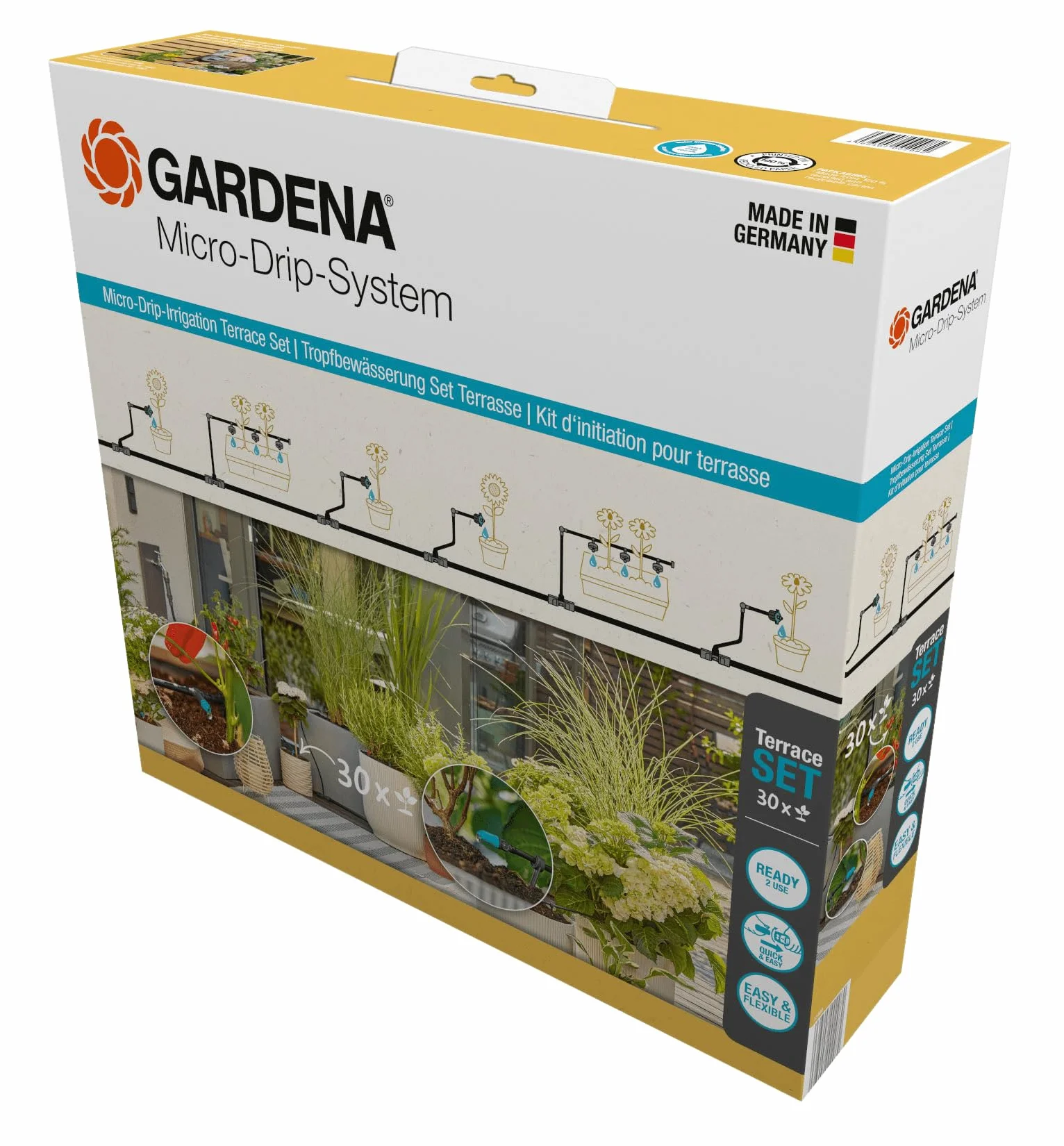 Gardena system Micro-Drip nawadnianie kropelkowe zestaw tarasowy 30 roślin