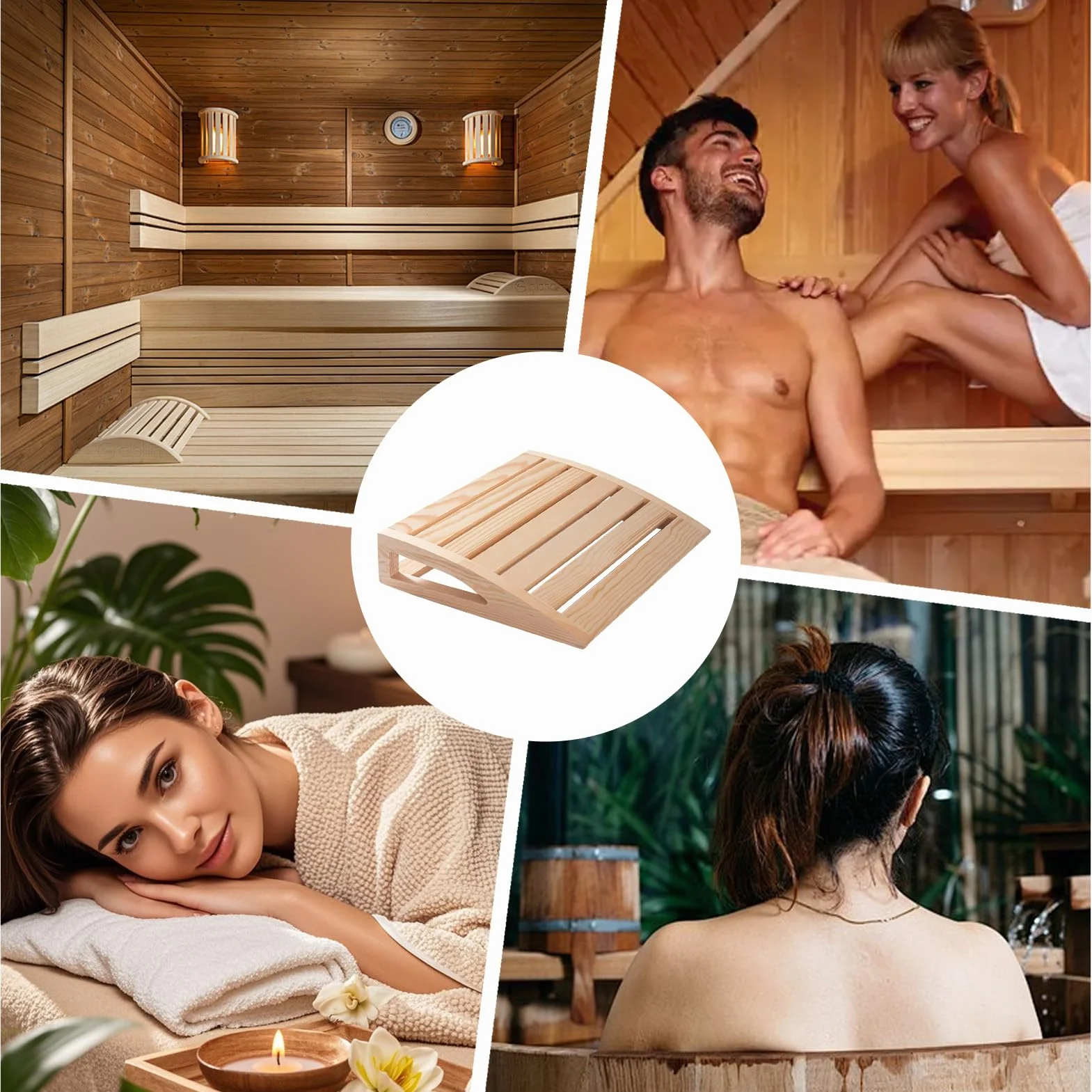 Drewniany zagłówek do sauny, ręcznie wykonana poduszka pod szyję, ergonomiczne wsparcie relaksacyjne, kompaktowe akcesorium do spa w łaźni parowej, idealna dla nastolatków, młodzieży, chłopców