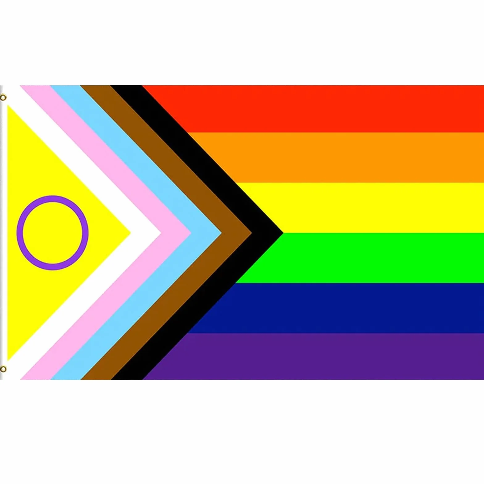MOGADEE® Progress Pride flaga, tęczowa flaga LGBTQ, Joint-Pride, 150 x 90 cm, może być używana na zewnątrz, odporna na warunki atmosferyczne, z 2 mosiężnymi oczkami