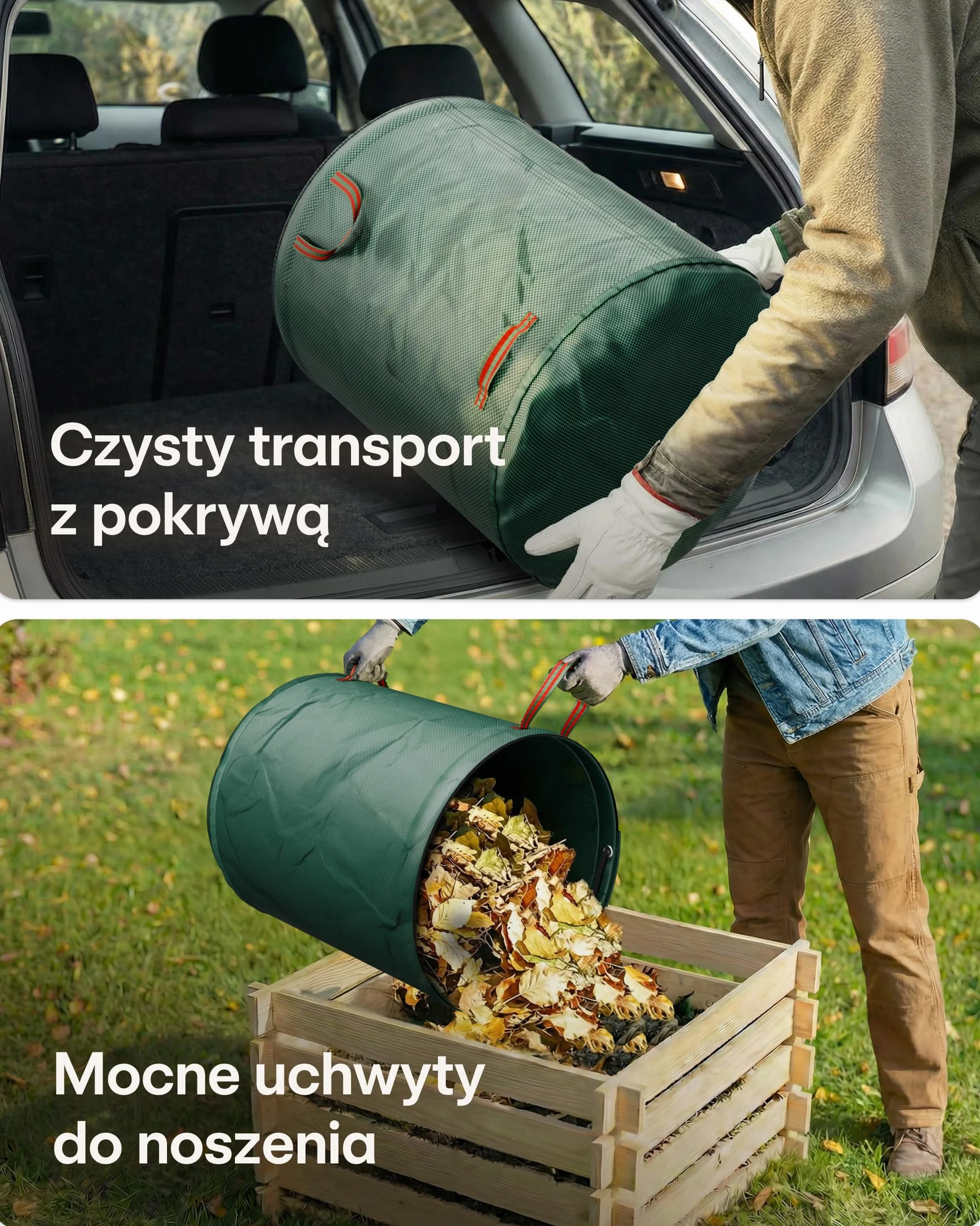 3x Worki Na Odpady Ogrodowe Wielokrotnego Użytku Z Uchwytami I Zamkiem Błyskawicznym Z Pokrywą 300l - Stabilne - Składane - Wytrzymały Polipropylen