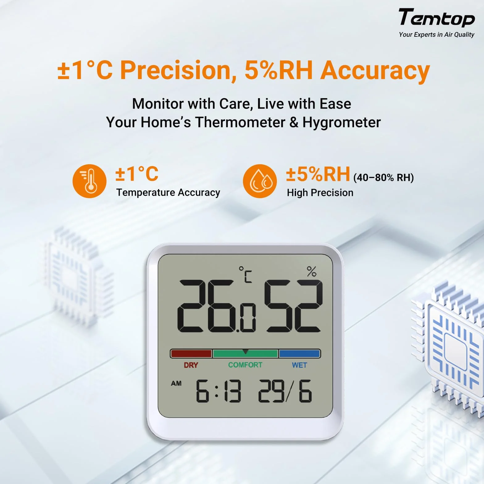 Temtop T1-SE Termometr cyfrowy Higrometr Monitor temperatury i wilgotności