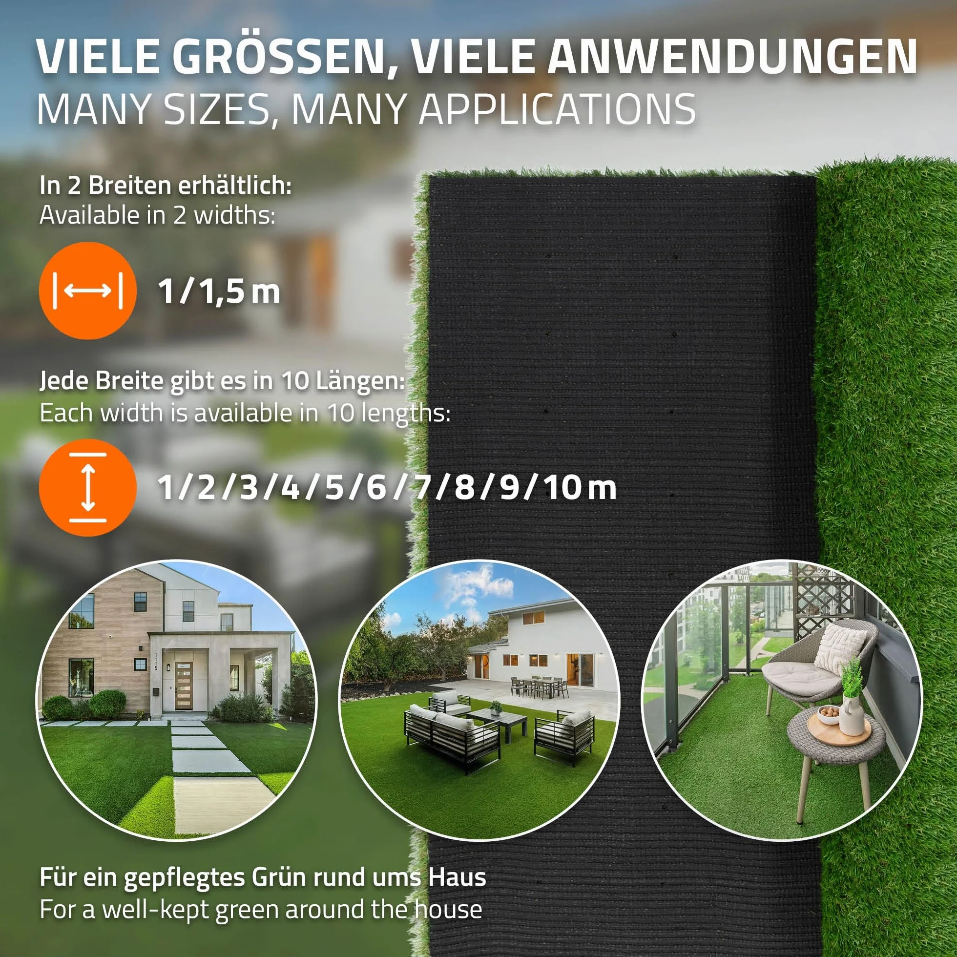 ECD Germany rolka sztucznej trawy 150x100 cm 1,5 m² zielony trawnik sztuczny dywanik trawnikowy na balkon taras ogród wodoprzepuszczalna UV 18 mm odporna na warunki atmosferyczne trwala i estetyczna