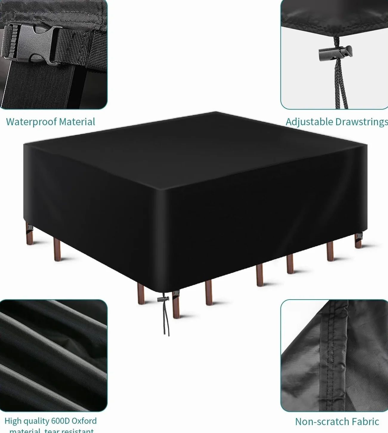 Pokrowiec na meble ogrodowe 600D Oxford 150 x 150 x 75 cm