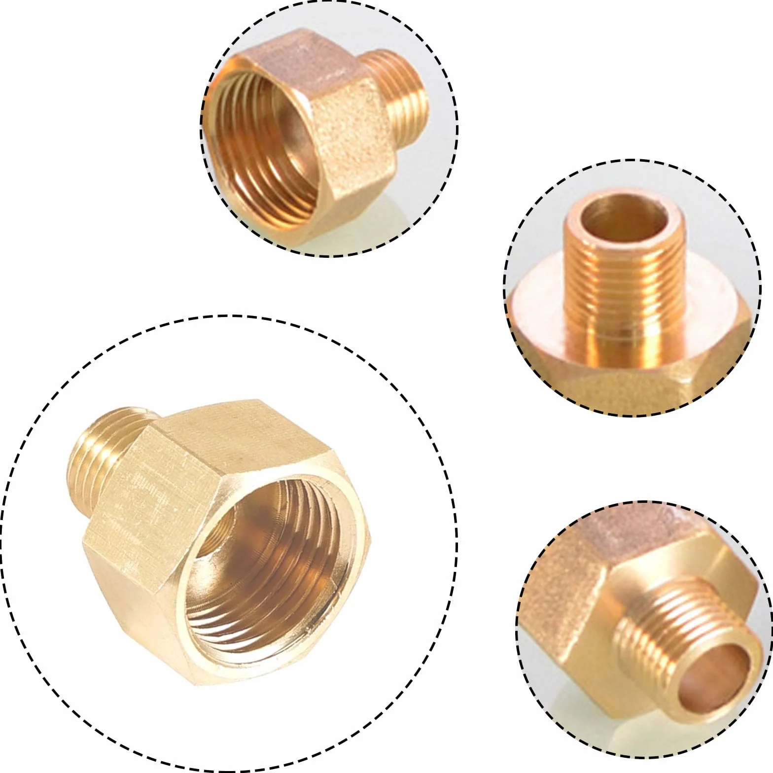 Adapter gazowy 1/2" IG na 1/4" AG mosiężny do węża gazowego LPG