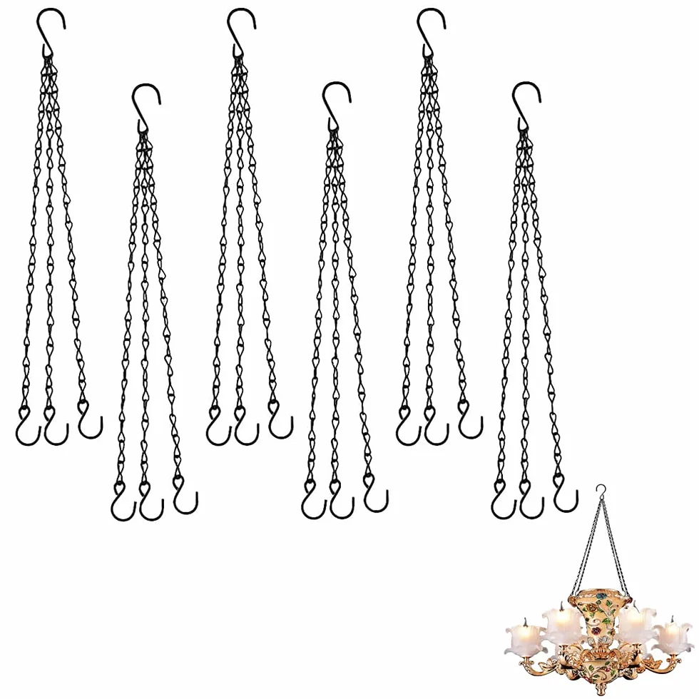 6 sztuk łańcuch do wieszania roślin, 40 cm / 15,7 cala łańcuch do doniczek, zapasowy metalowy łańcuszek, żelazo, trwały z haczykiem S, do zawieszania roślin, karmników dla ptaków, doniczek, klatek dla ptaków i ozdób (czarny)