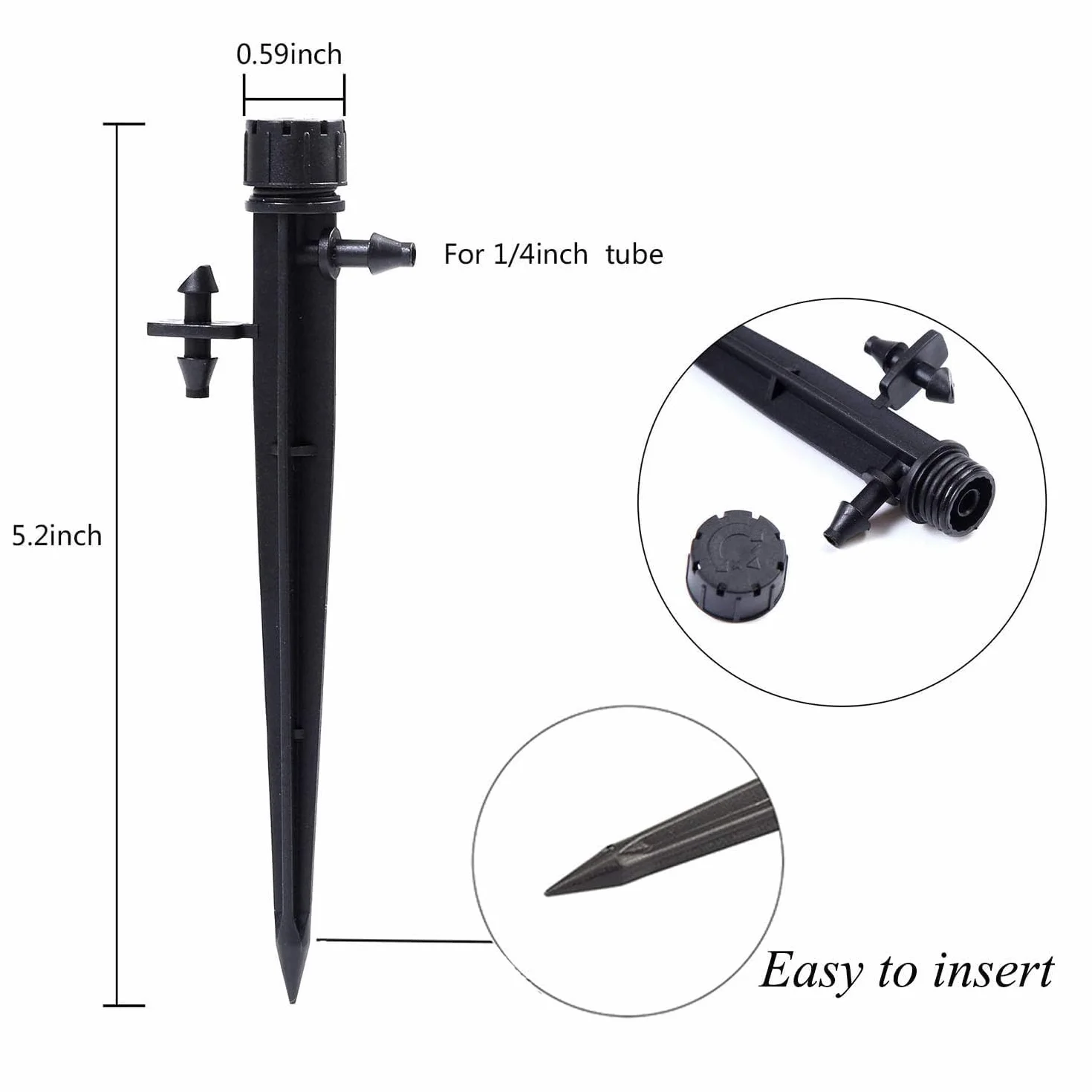 100 szt. system nawadniania Drippers with Connector Fit 1/4 (4 – 7 mm) Tube Water Flow Irrigation System nawadniania Black