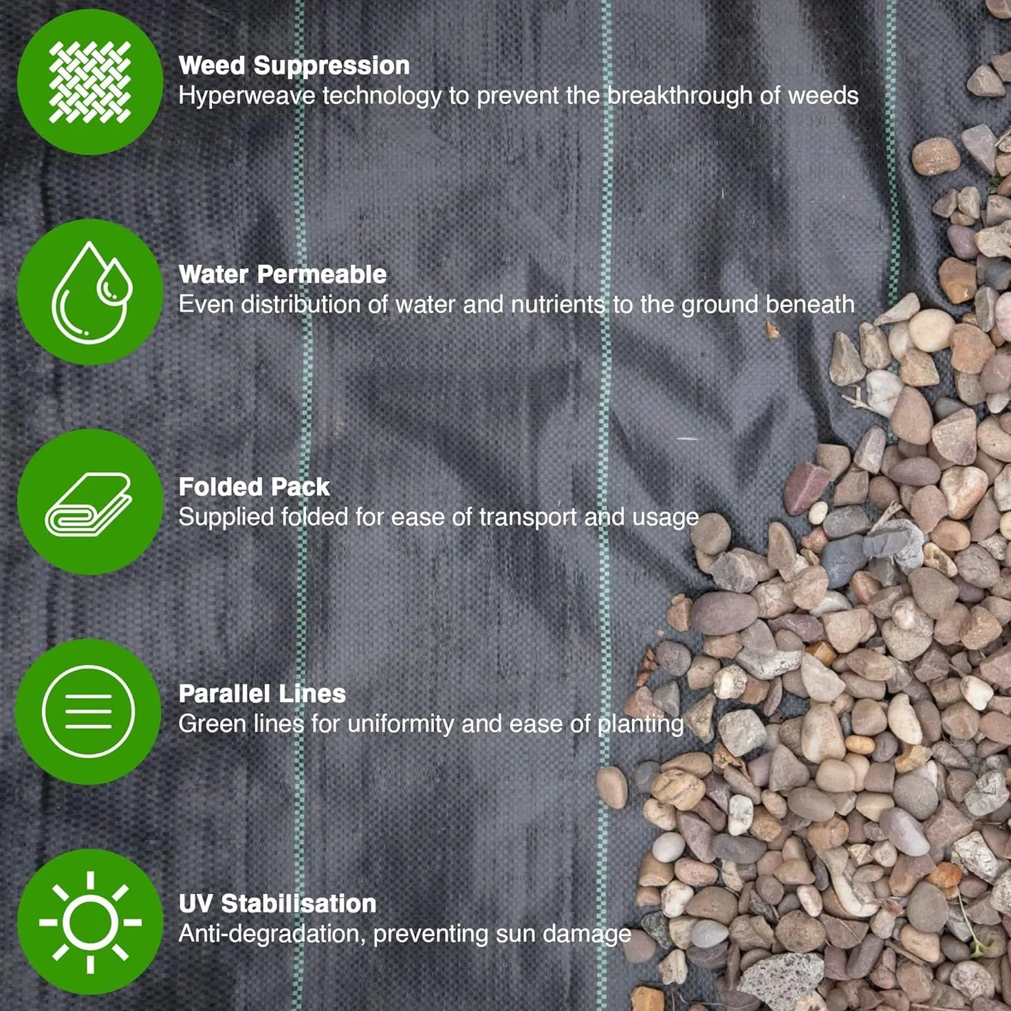GroundMaster Wytrzymała membrana do zwalczania chwastów, tkana polipropylenowa tkanina okrywowa do ogrodów, kształtowania krajobrazu, podjazdów i tarasów - łatwa instalacja membrana chwastów z barierą