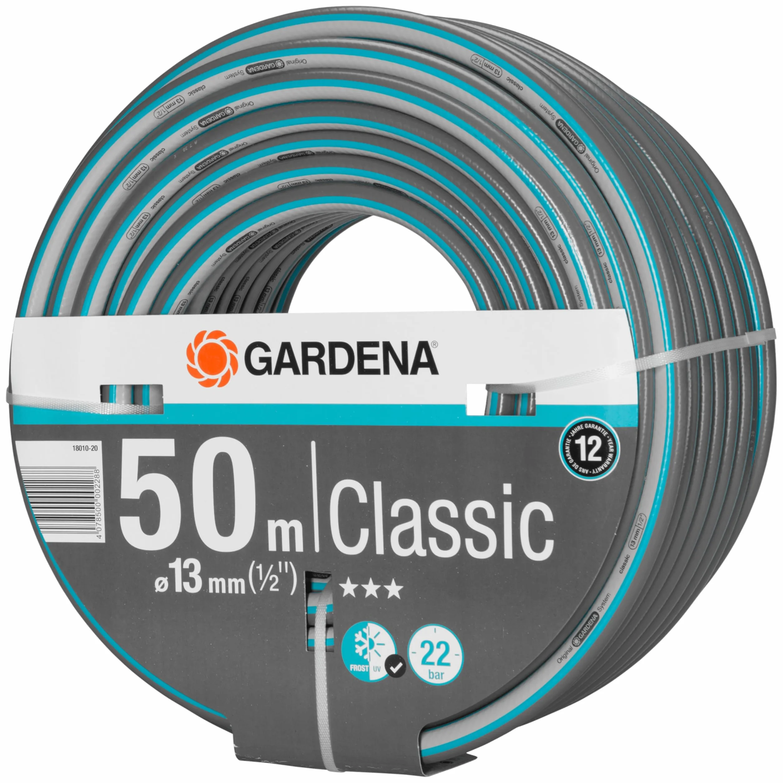 Gardena Classic wąż ogrodowy 13 mm (1/2") 50 m, odporny na UV, 22 bary (18010-20)