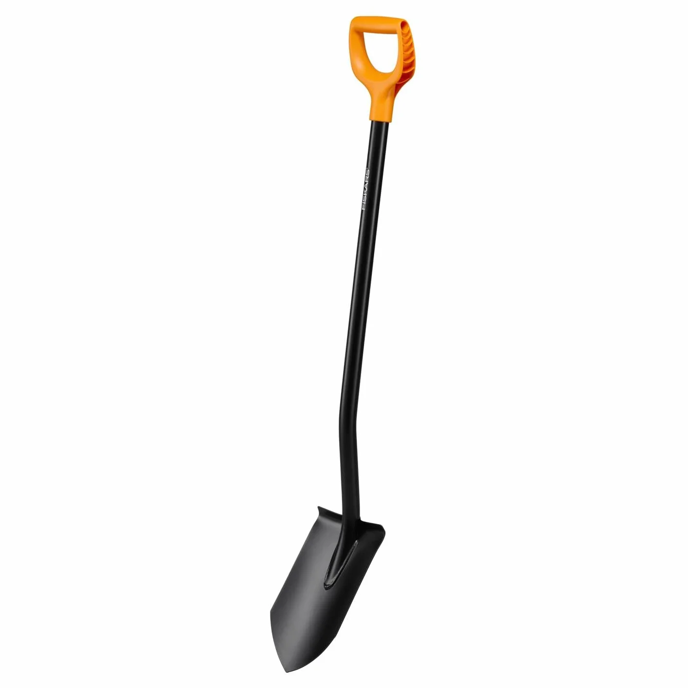 Fiskars Szpadel ogrodowy do ogólnych prac związanych z kopaniem i cięciem torfu lub korzeni, szpiczasty, długość: 116 cm, głowica i trzonek wykonane z metalu/plastikowy uchwyt, Solid, 1066716